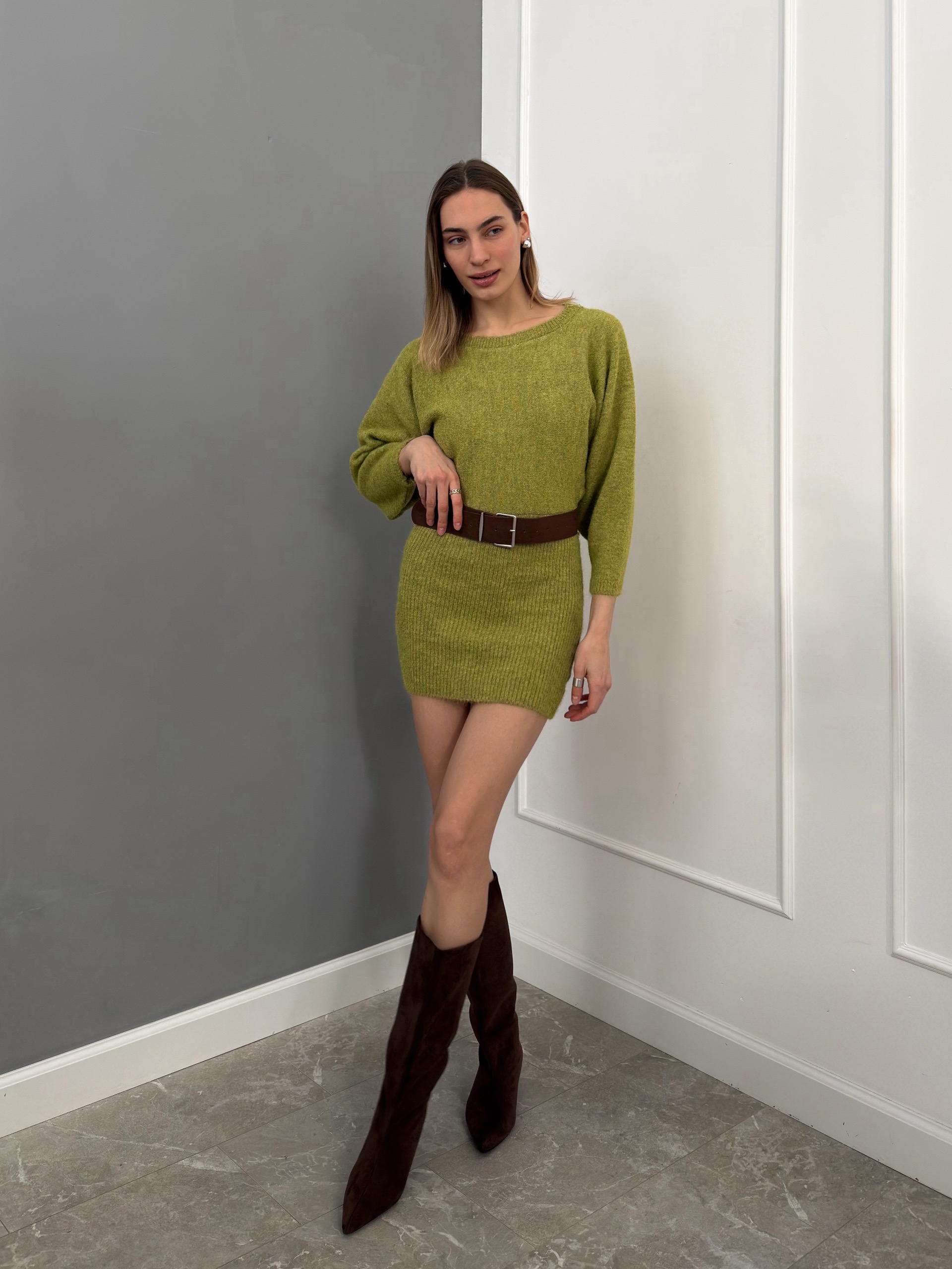 Платье S Anxi 5907 с ремнем трикотаж