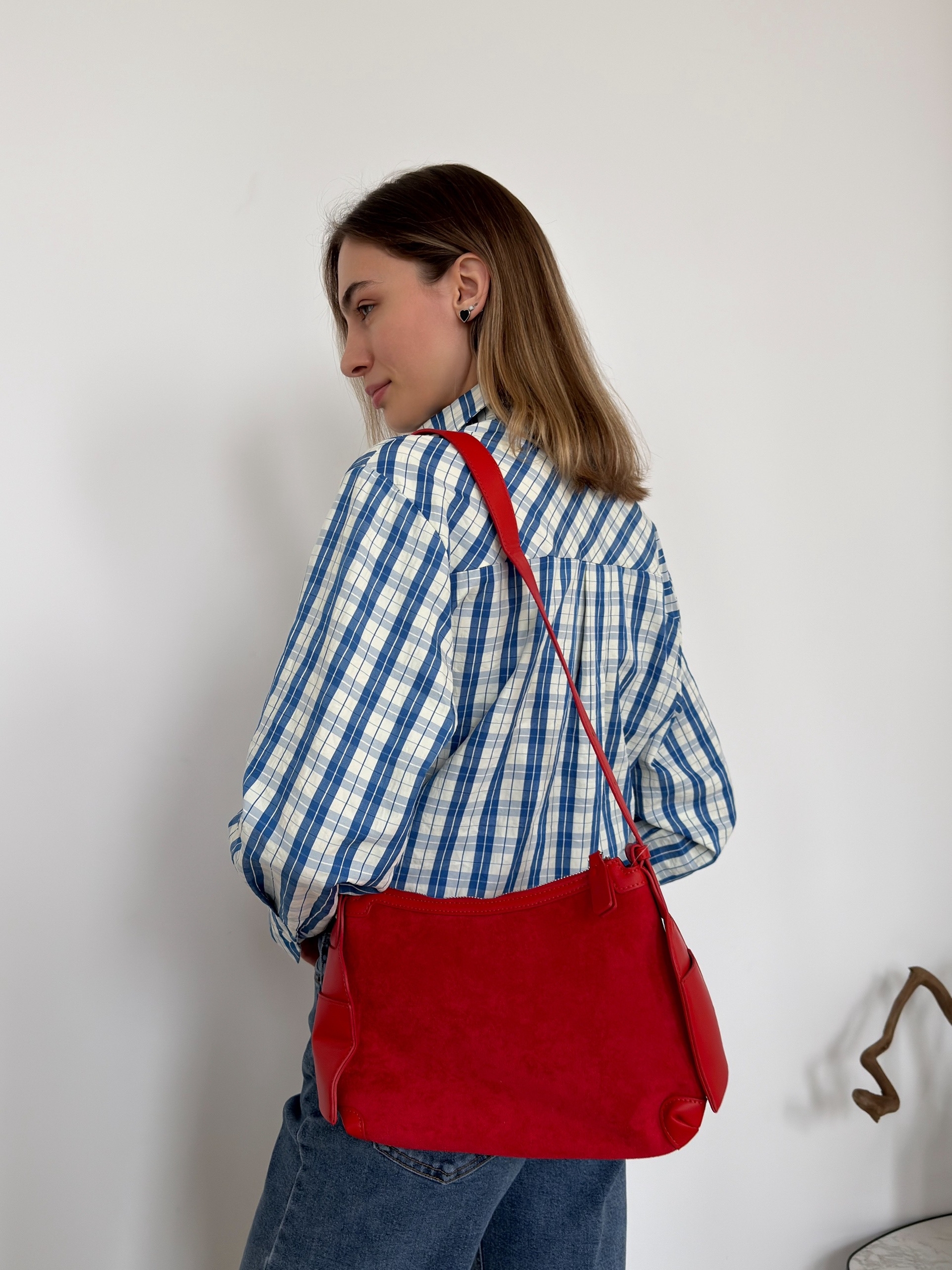 Сумка замша 6207 кожаный ремень