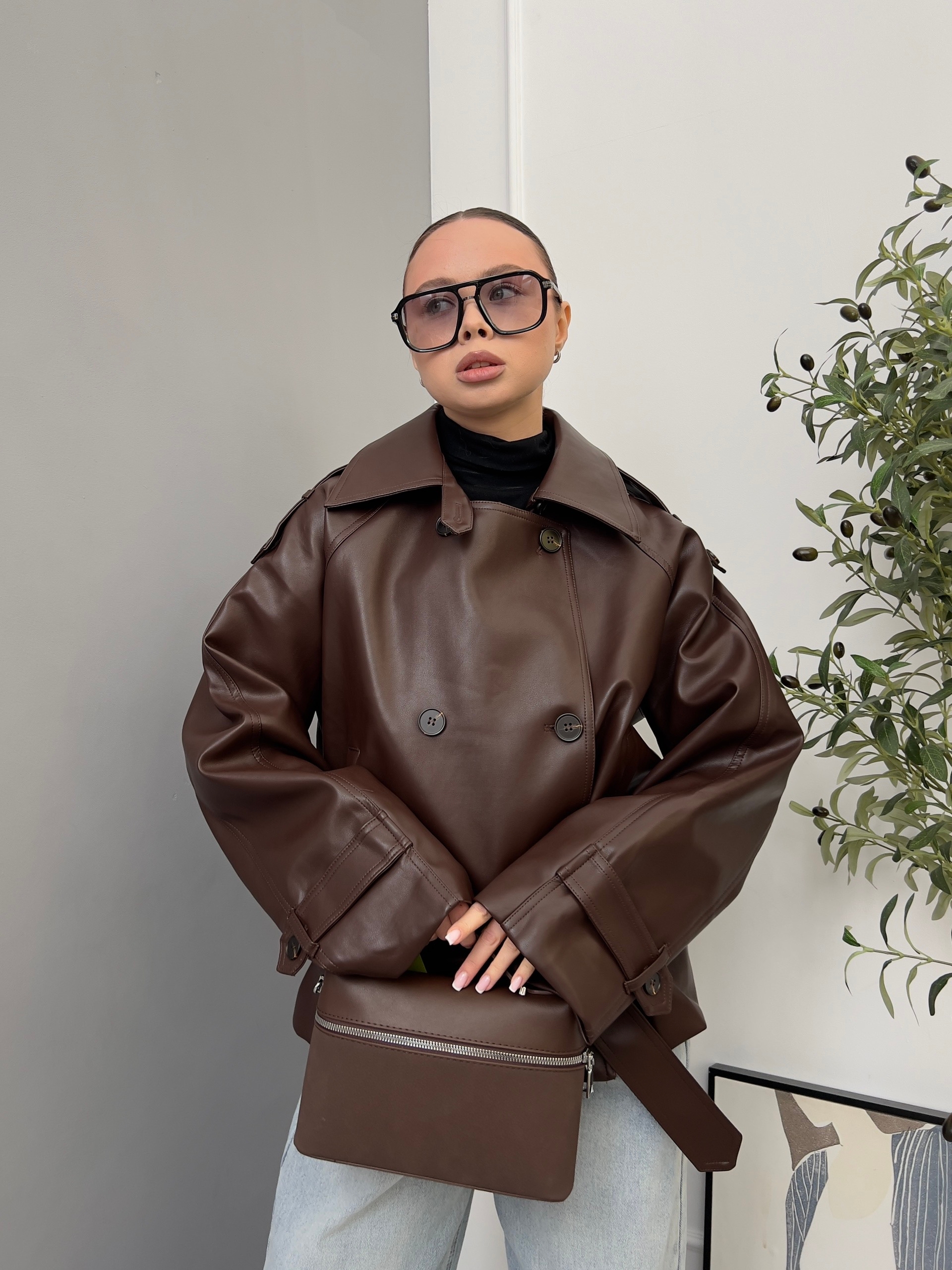 Кожанка W 9371 с поясом