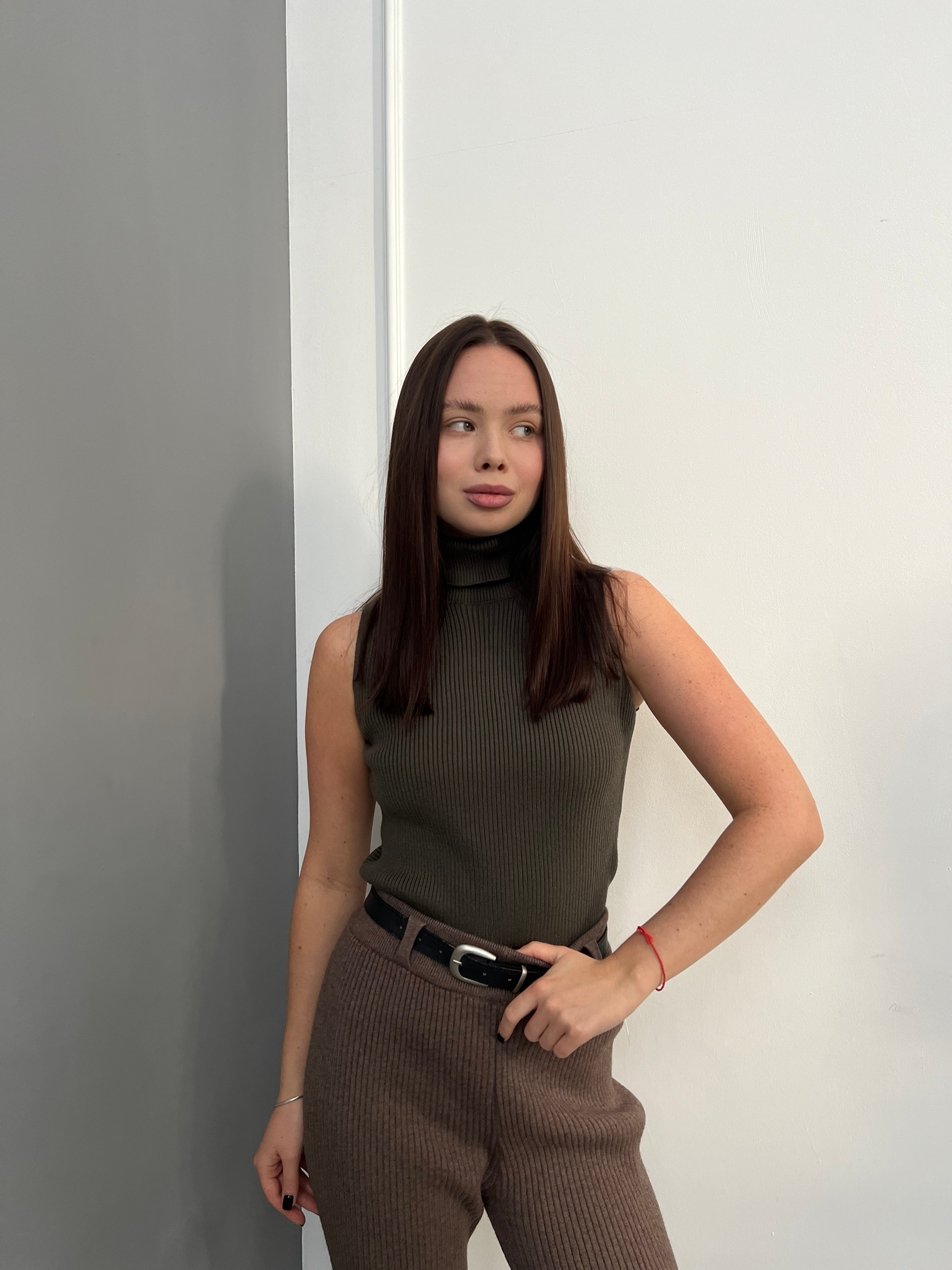 Майка Korea S2765 в рубчик с воротом