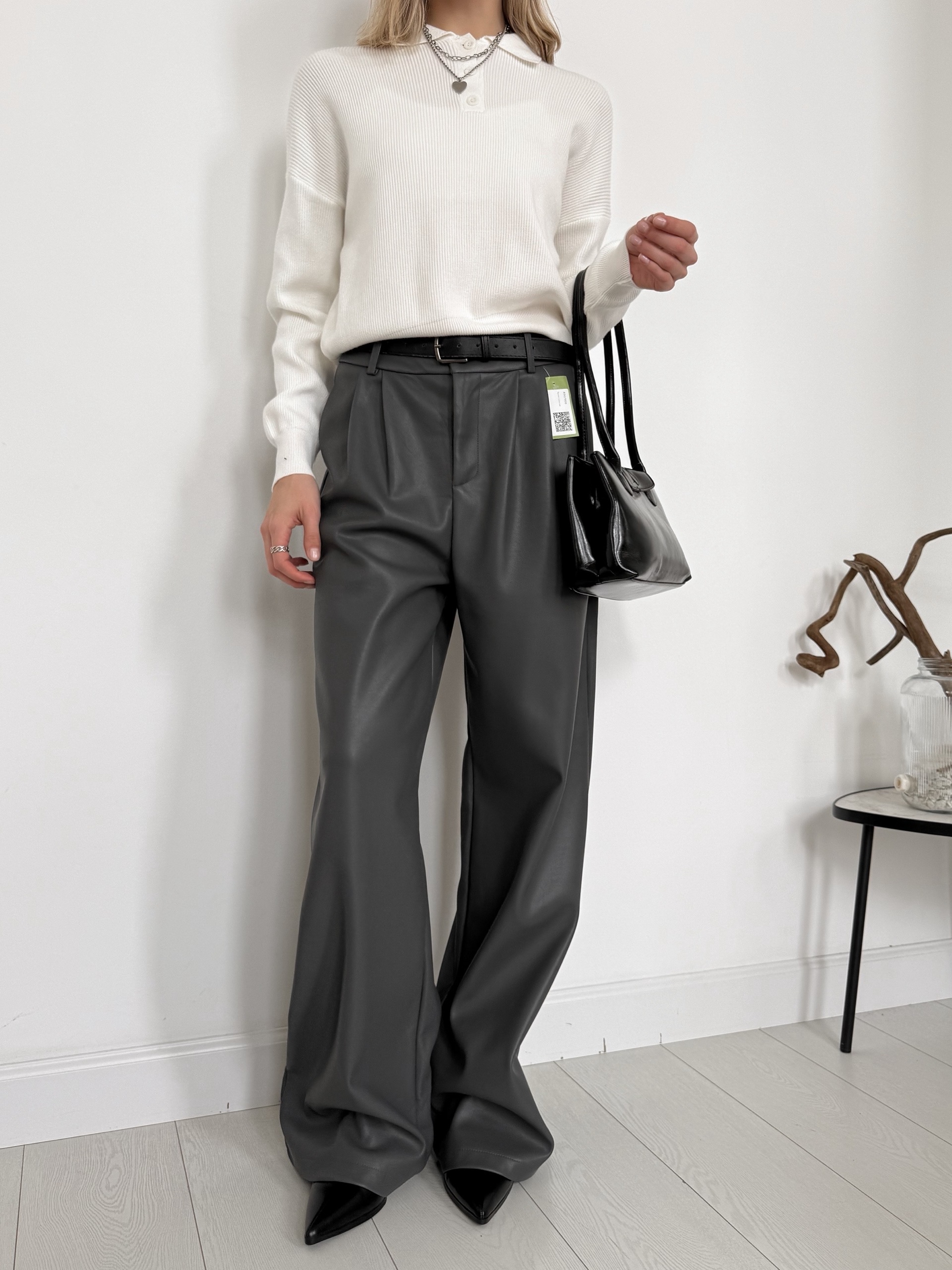 Брюки Blanca 3319 кожа прямые