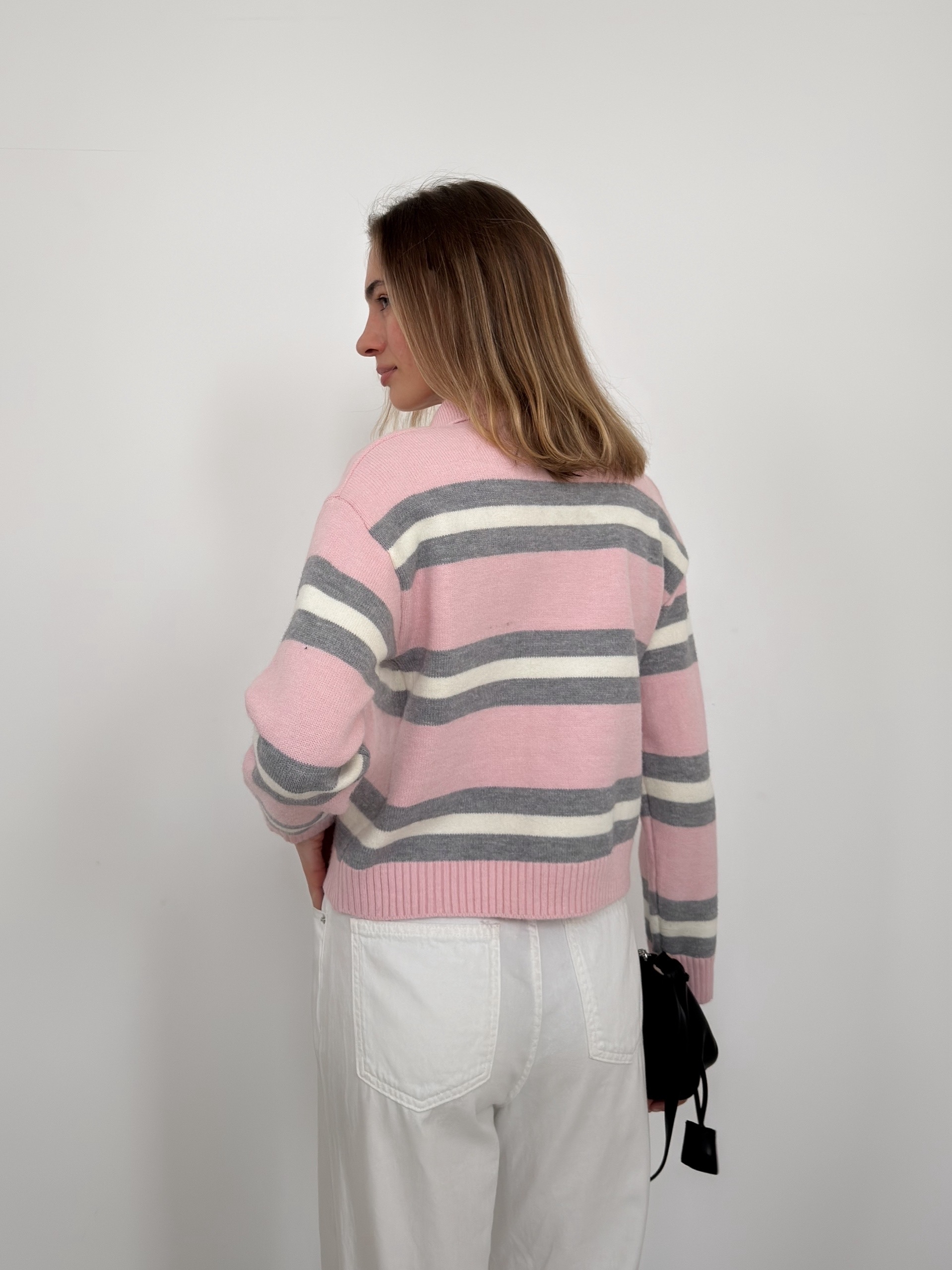 Джемпер F1231 поло в полоску