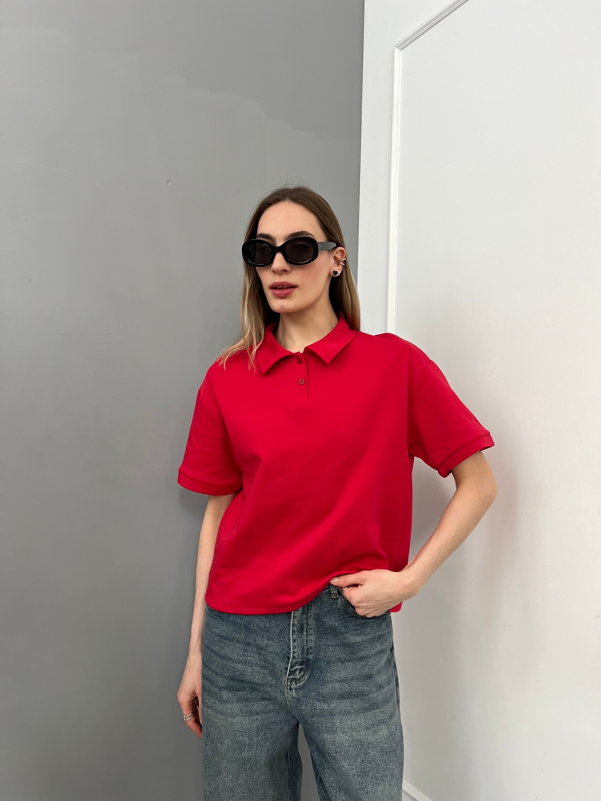 Поло Korea 21506 на пуговках с коротким рукавом