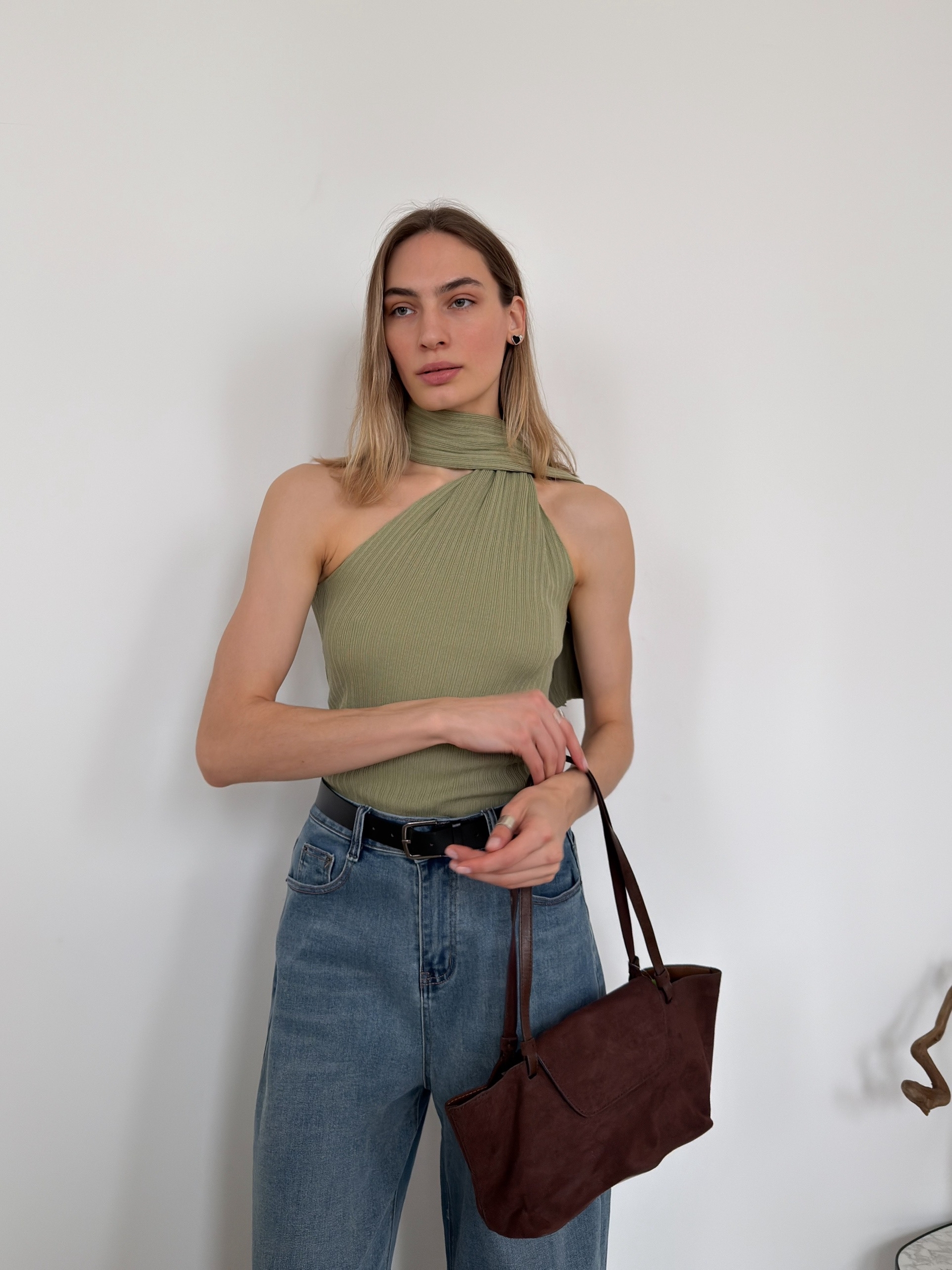 Топ с шарфом 422004 трикотаж