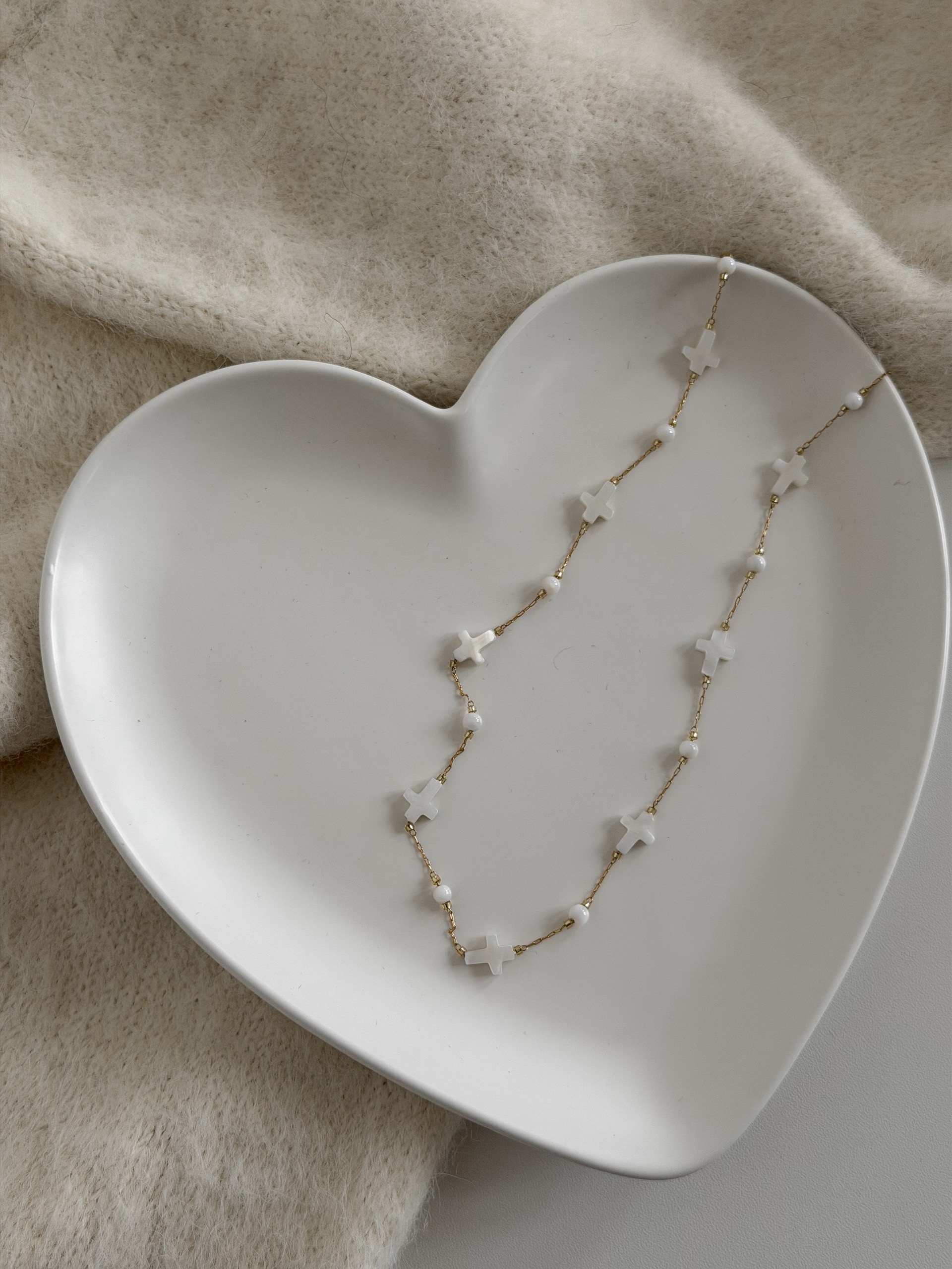 Подвеска цепочка крестики перламутр