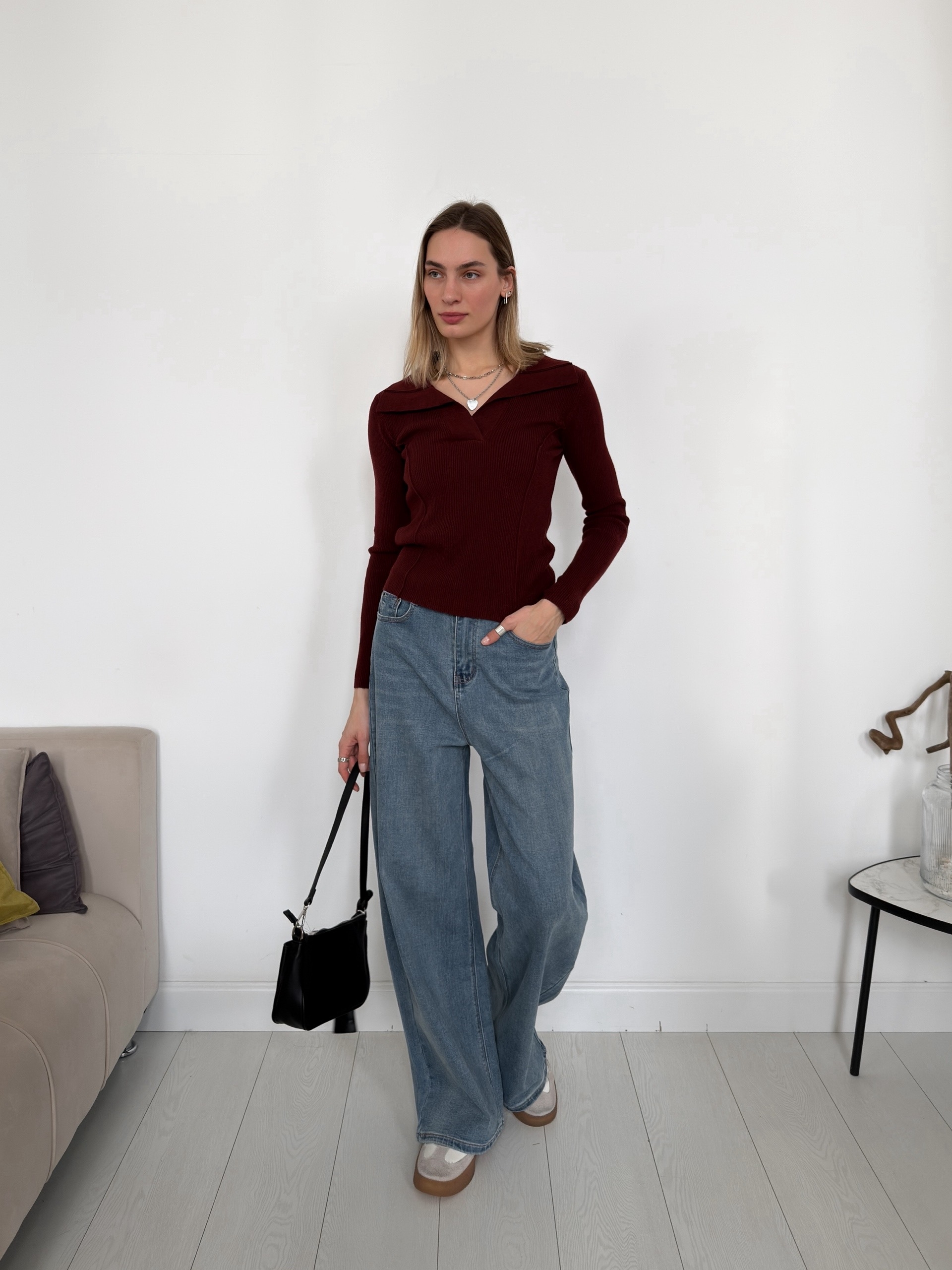 Кофточка LingLi A2110 рубчик треуг вырез