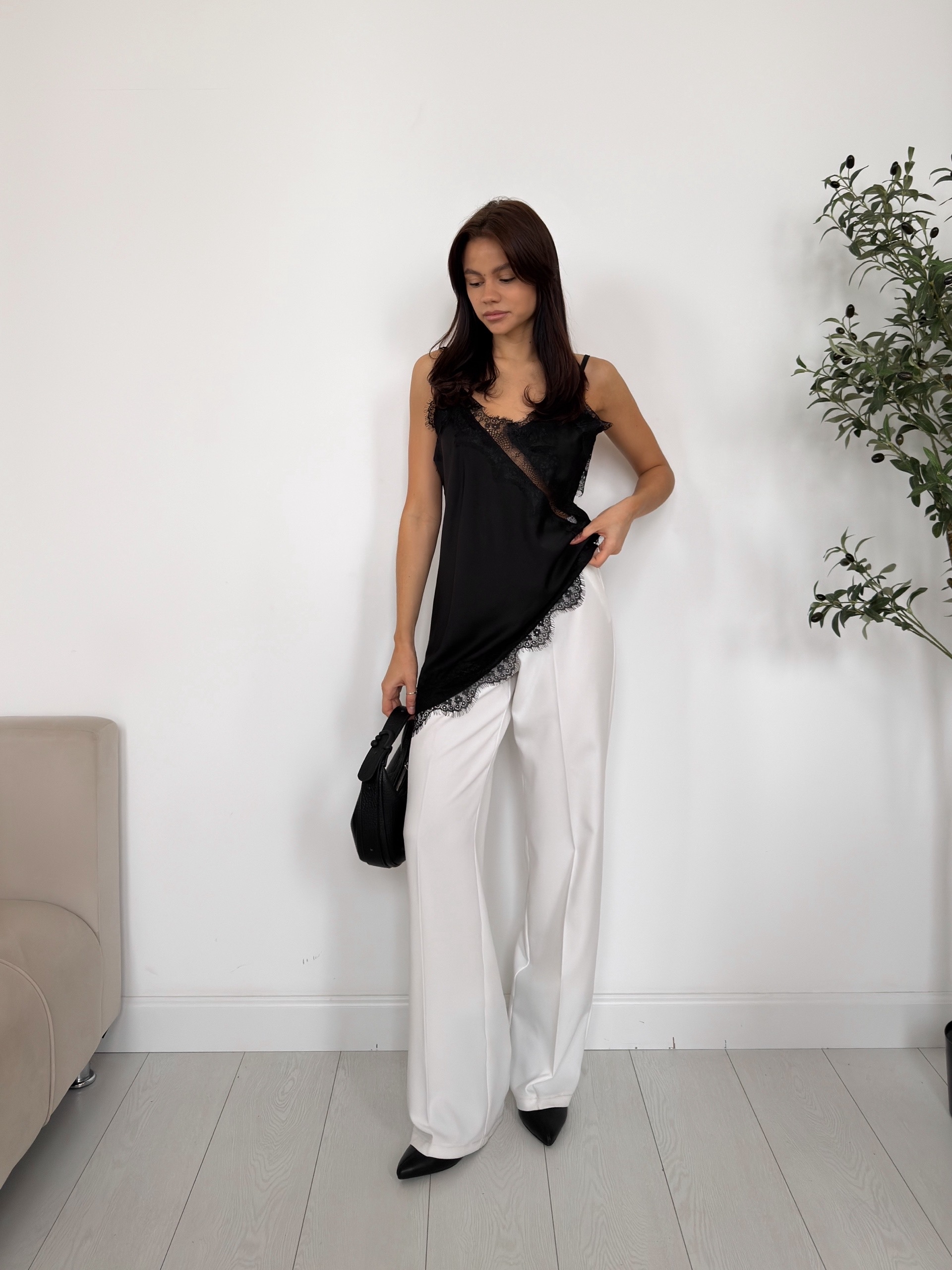 Топ Astudio шелк с кружевом