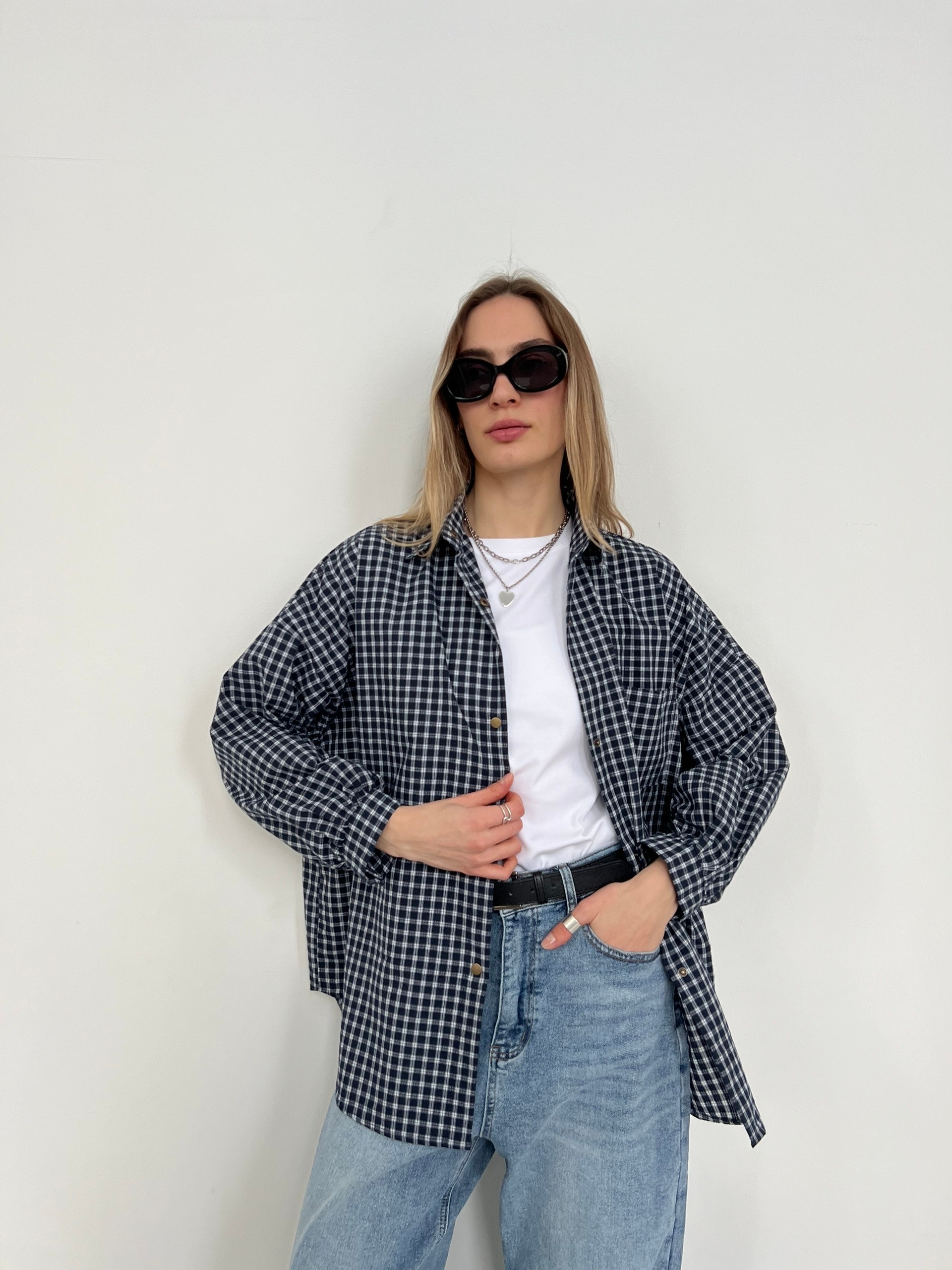 Рубашка LanLan 9259 мелка клетка