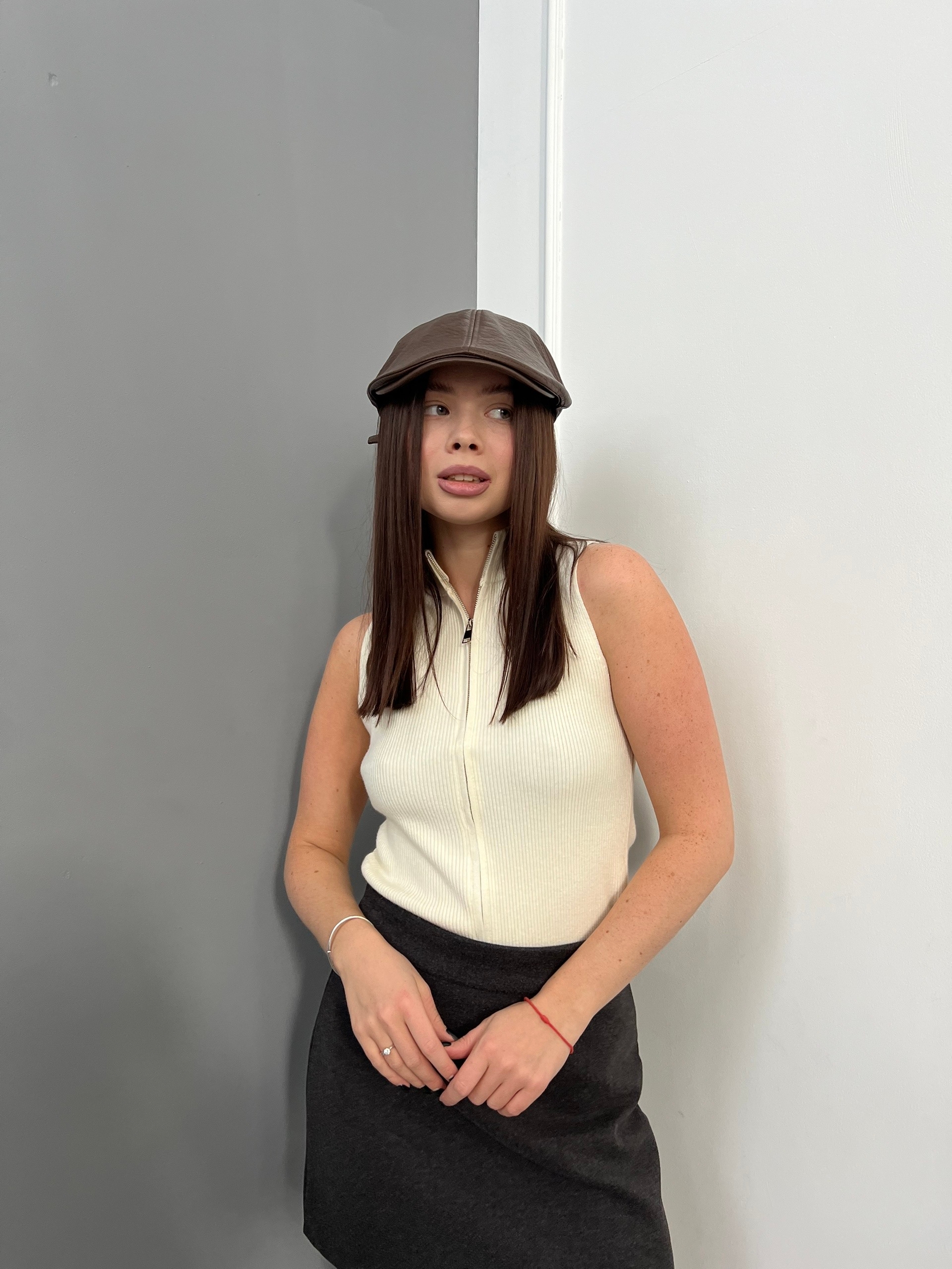 Майка Korea 299  на молнии в рубчик