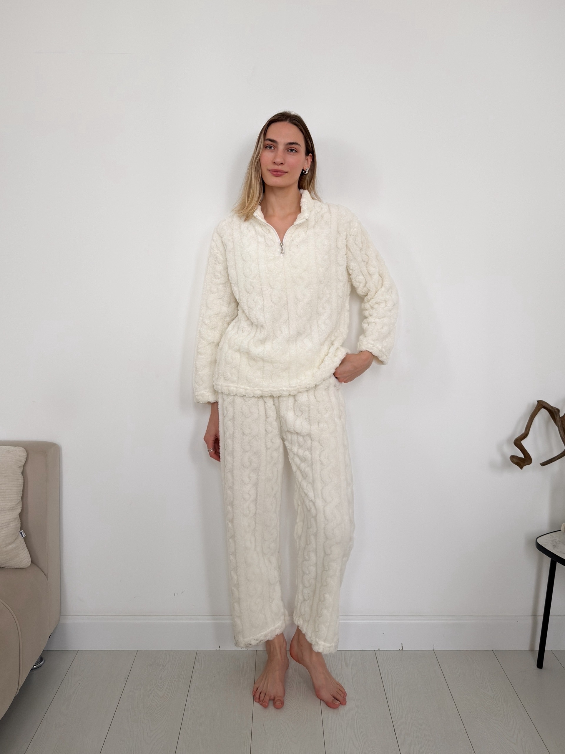 Костюм домашний пушистый кофта на замке