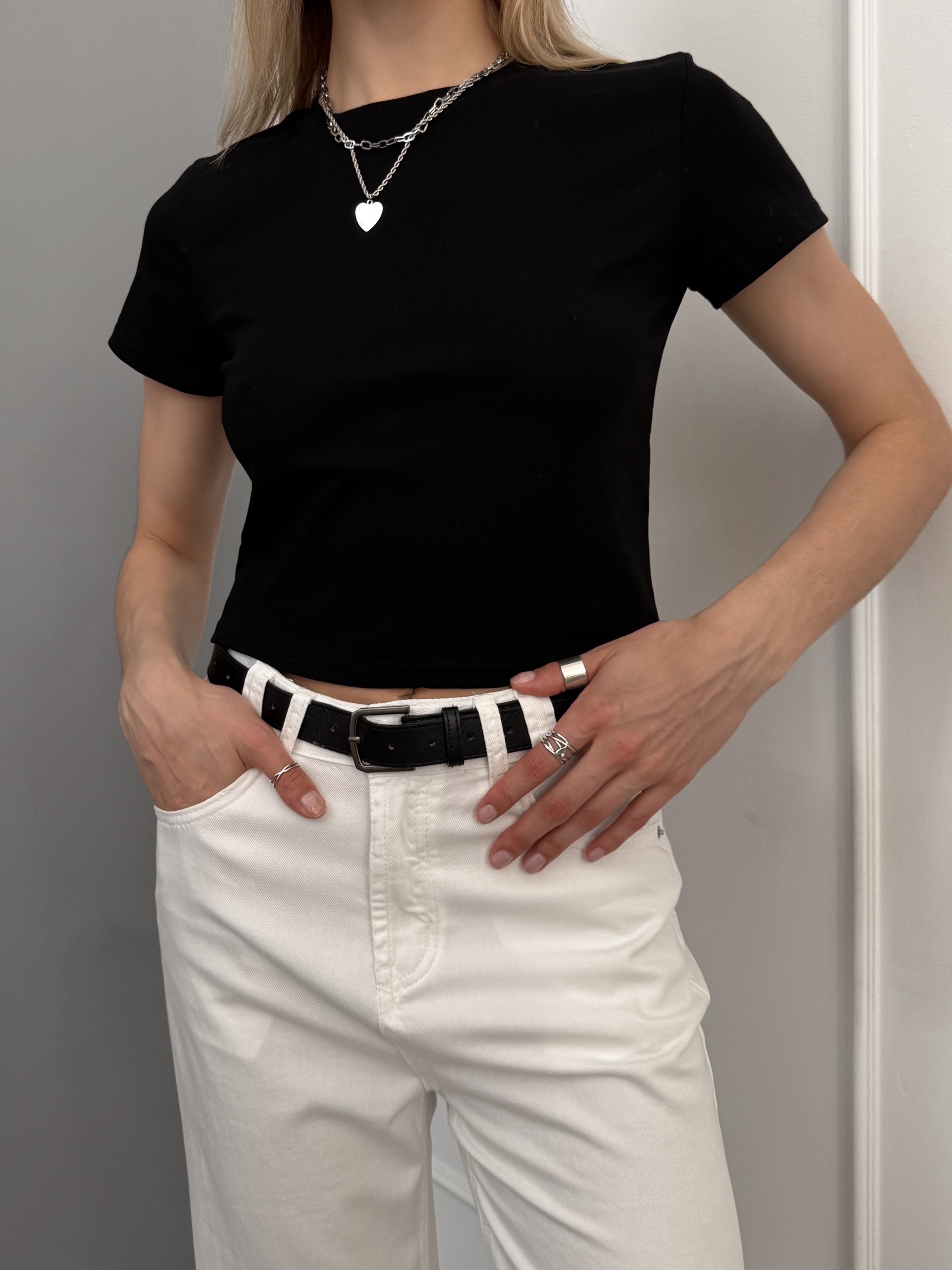 Футболка Korea 695 однотон короткая