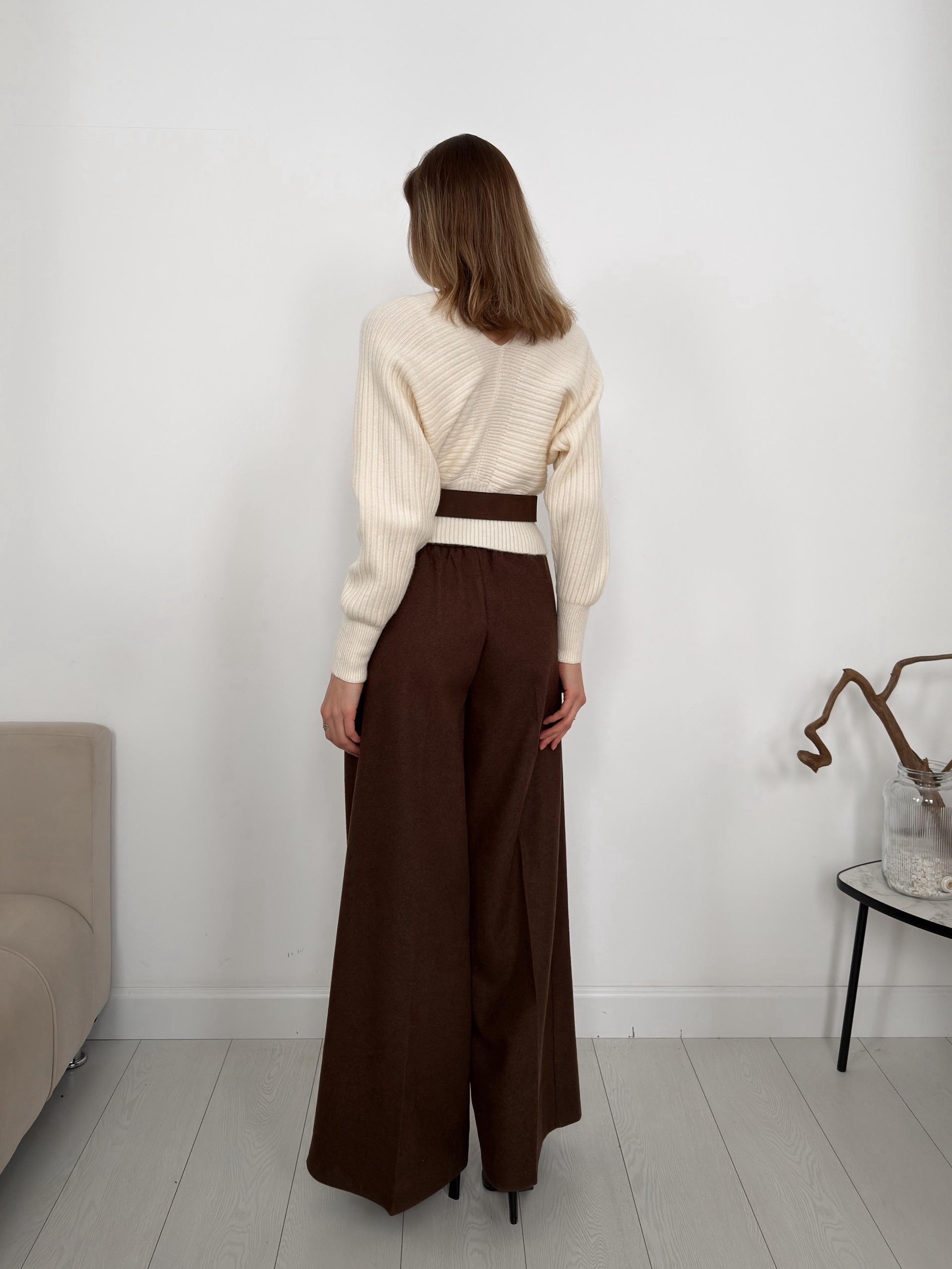 Джемпер WG WE W8072 v вырез+ремень