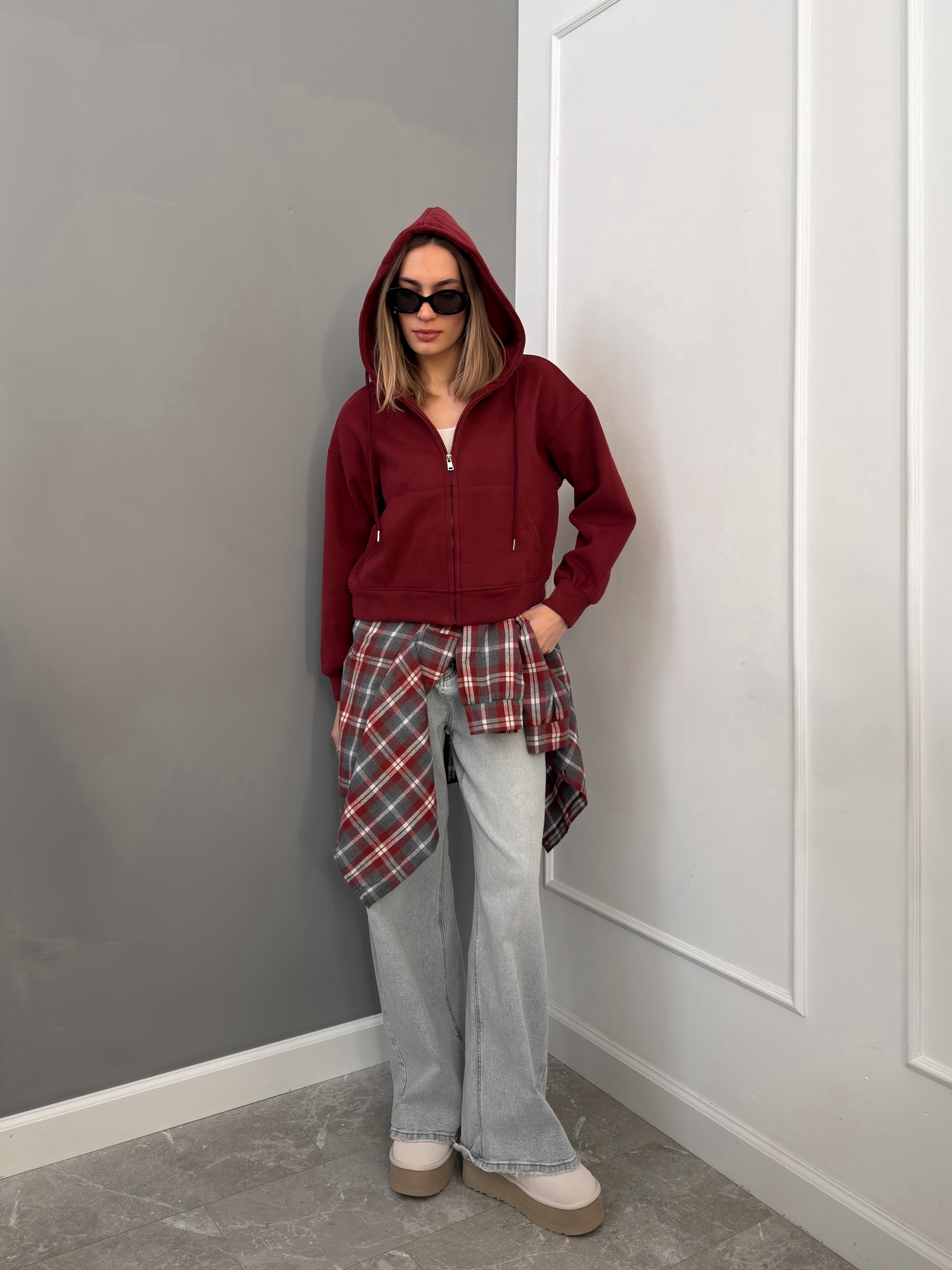 Худи W9095-1 на молнии флис