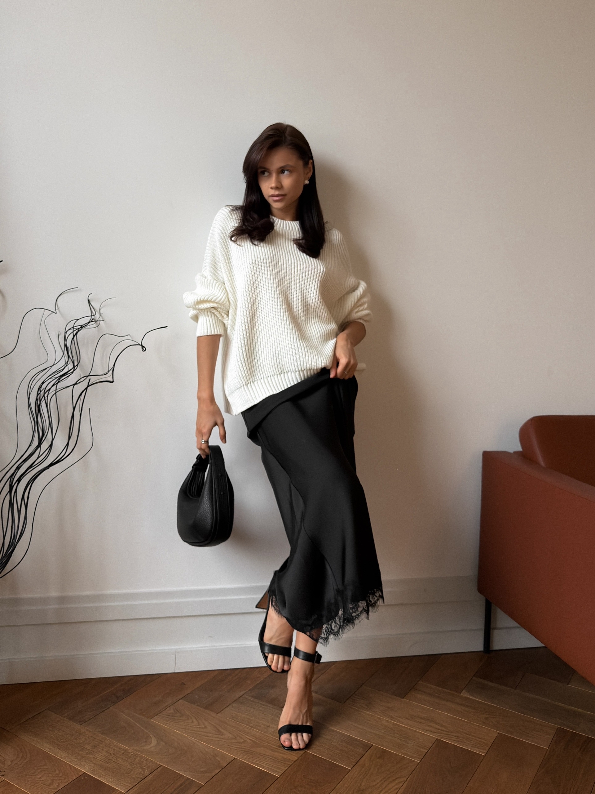 Юбка AZIZA 0181 атлас кружево+резинка