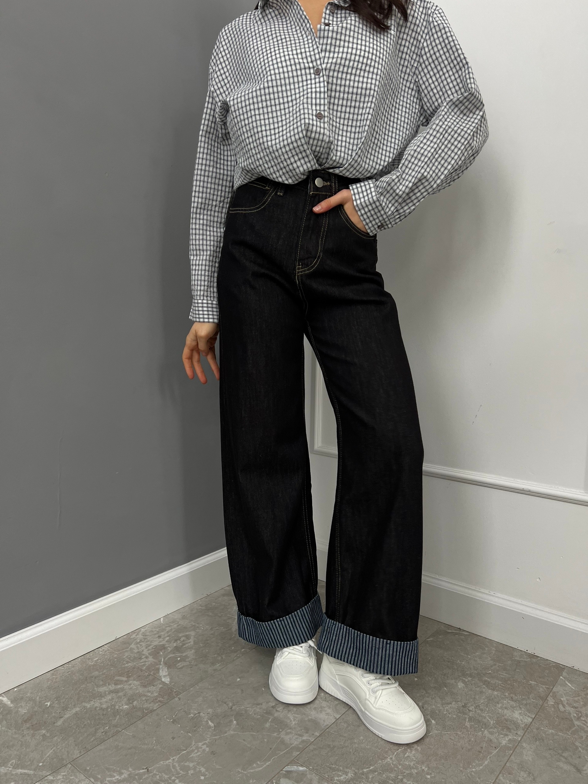 Джинсы YJY 9592-1  подворот в полоску