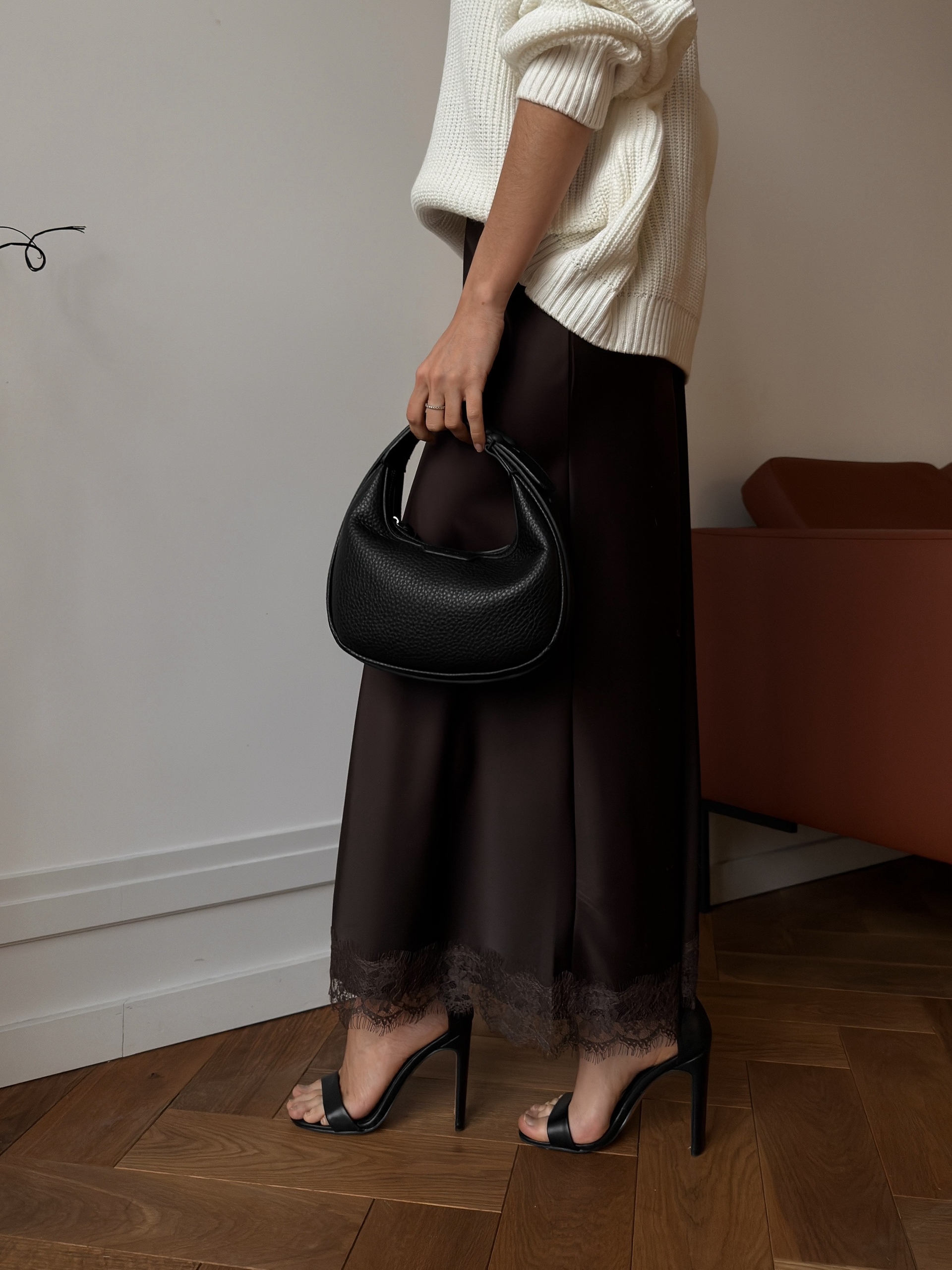 Юбка AZIZA 0181 атлас кружево+резинка