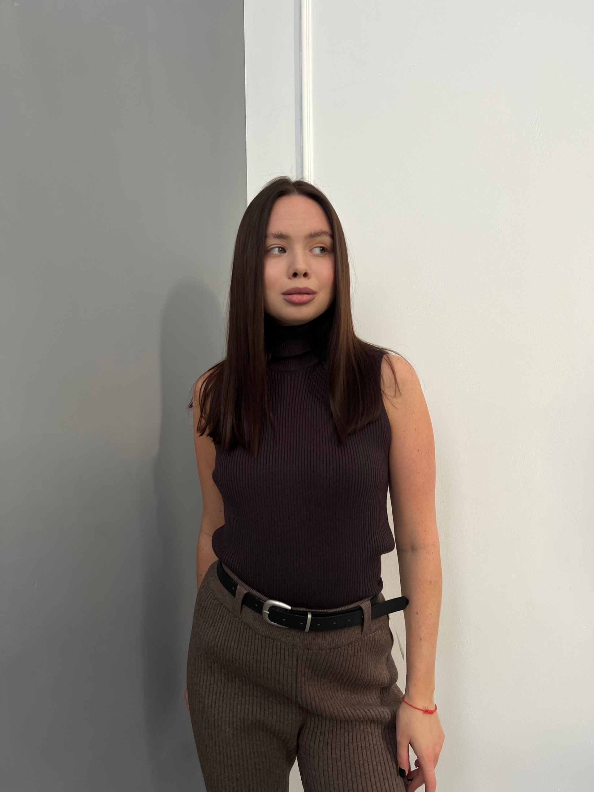 Майка Korea S2765 в рубчик с воротом