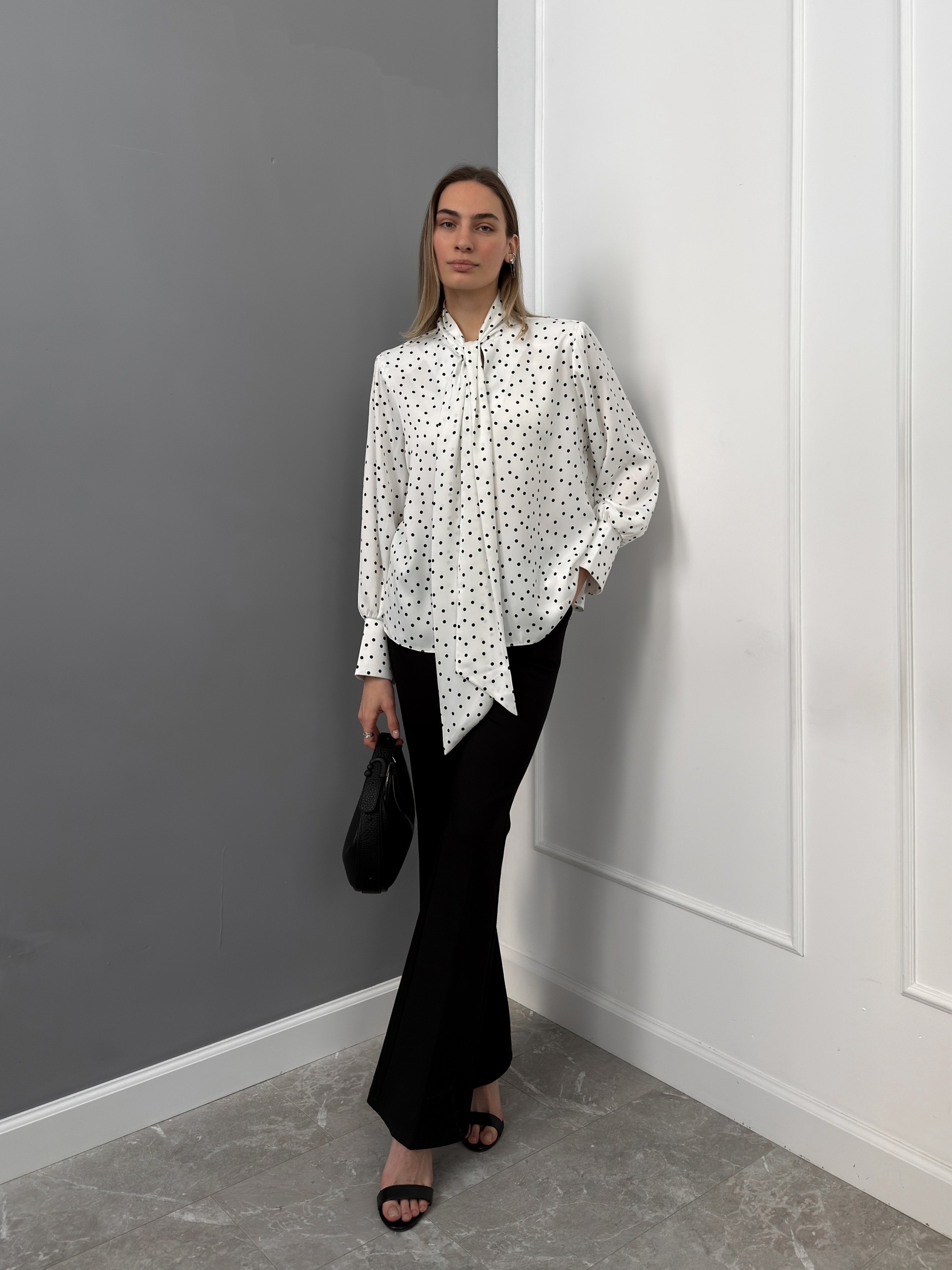 Блуза Koko в горошек завязки на вороте