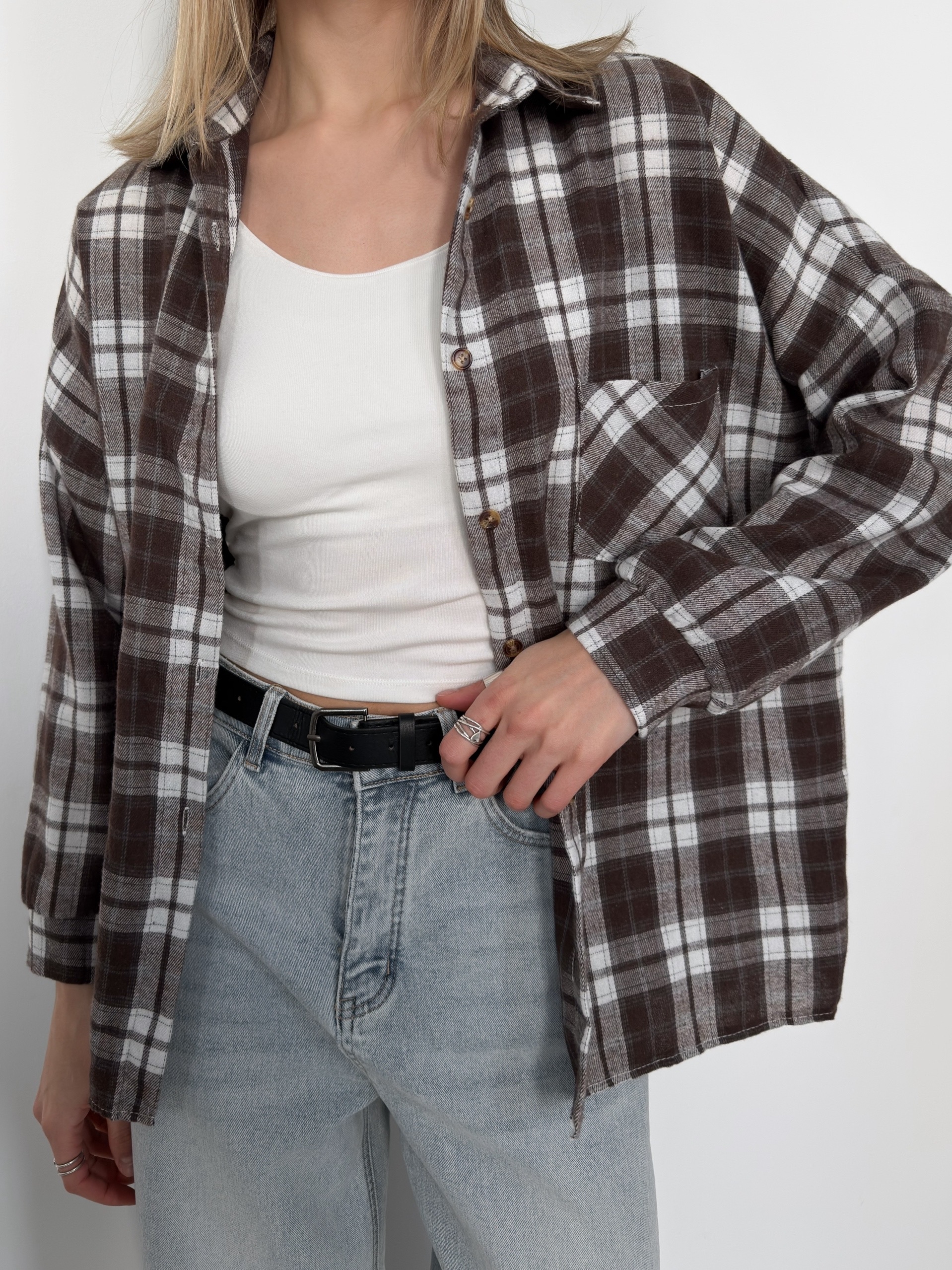 Рубашка клетка 601 на пуговках