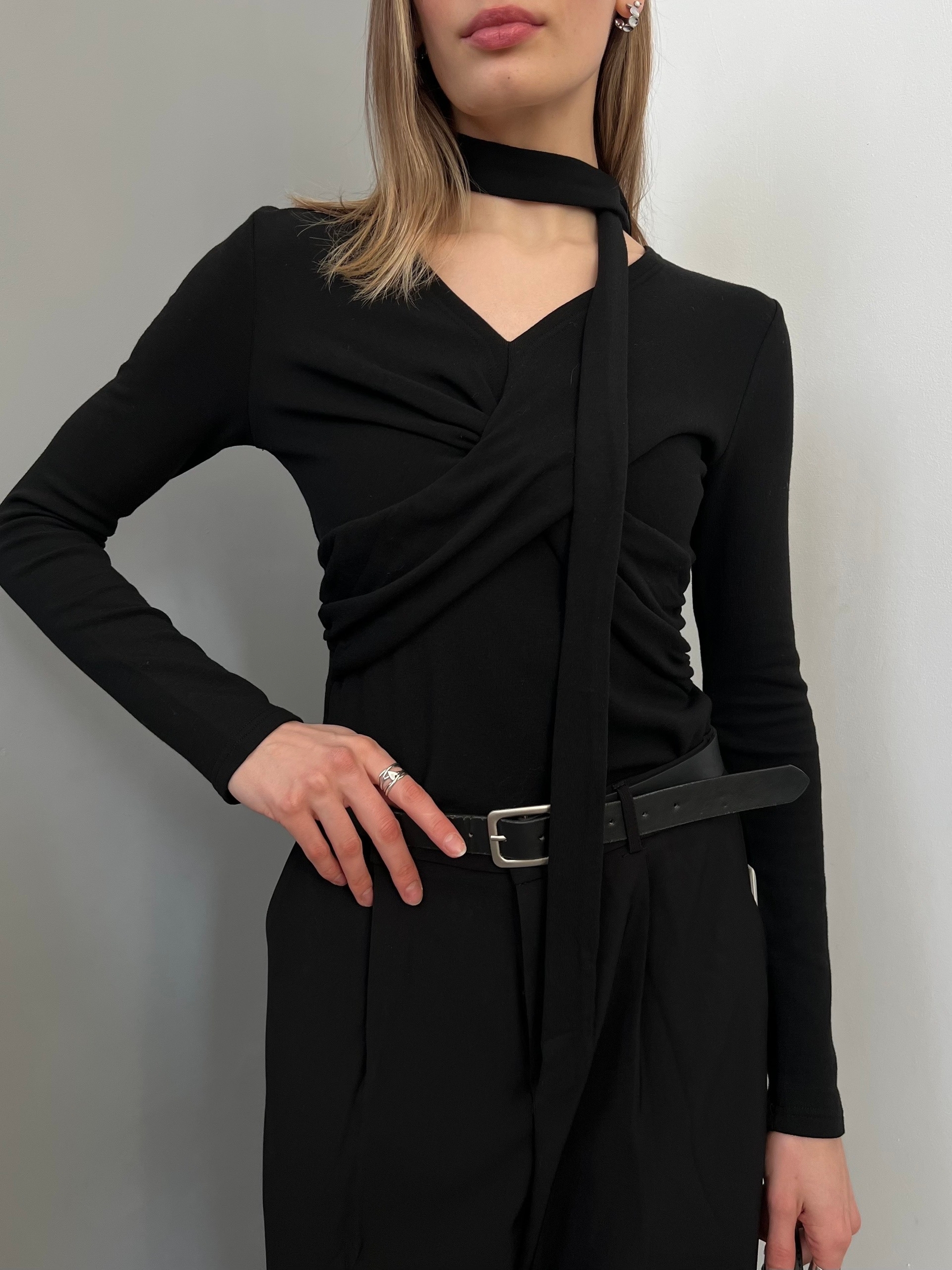 Лонгслив Nana Shop 2695  драпировка+пояс