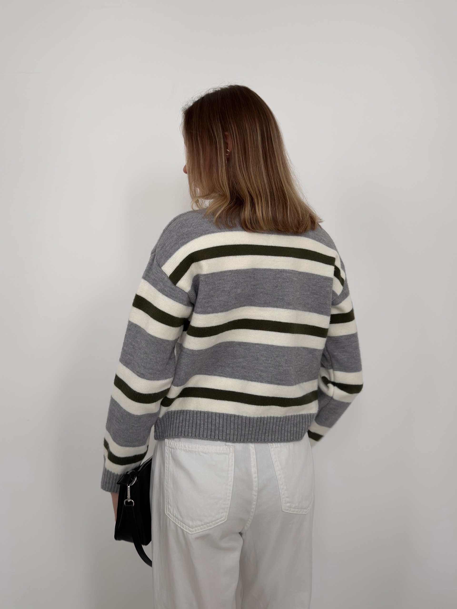 Джемпер F1231 поло в полоску