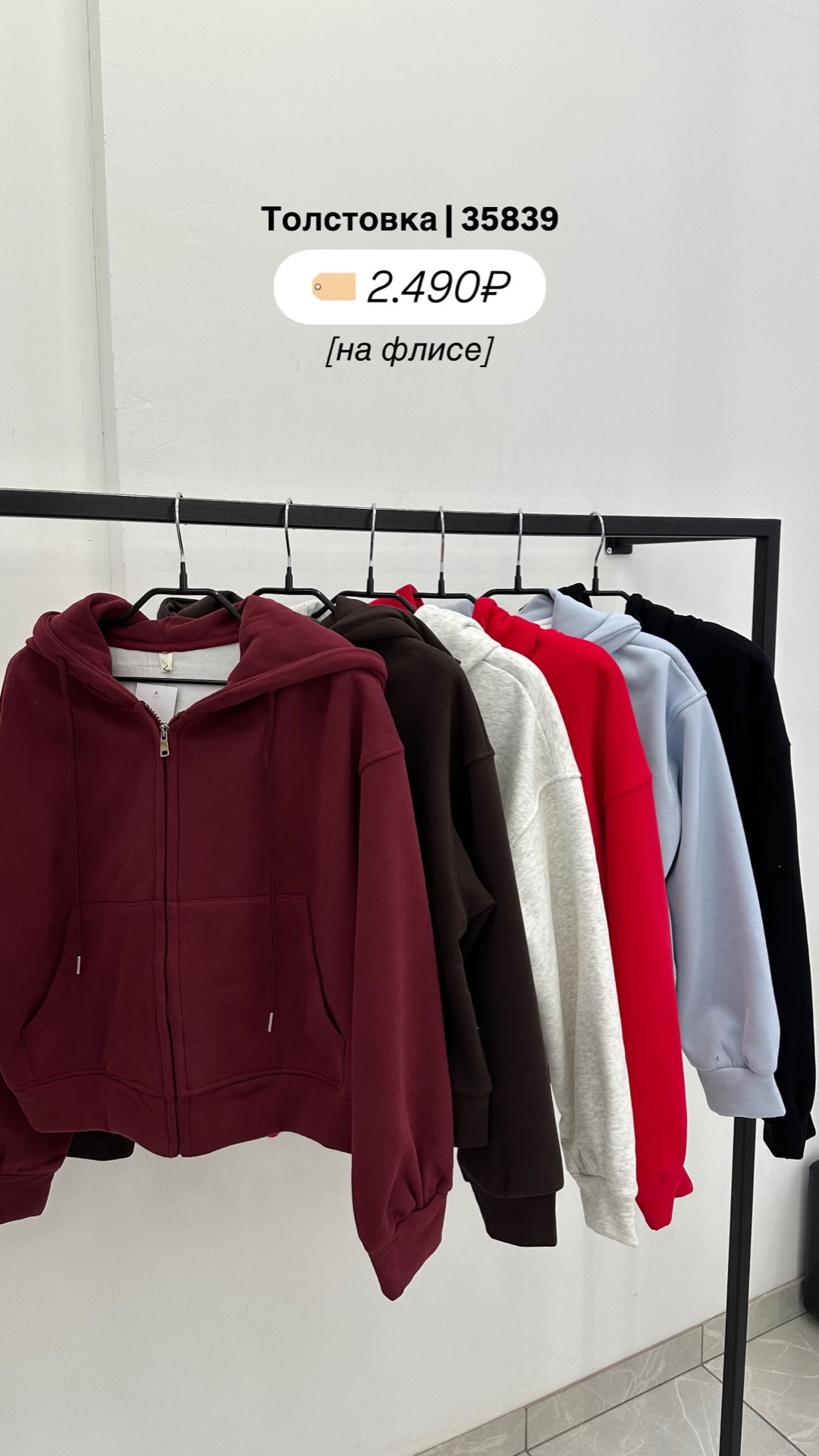 Худи W9095-1 на молнии флис