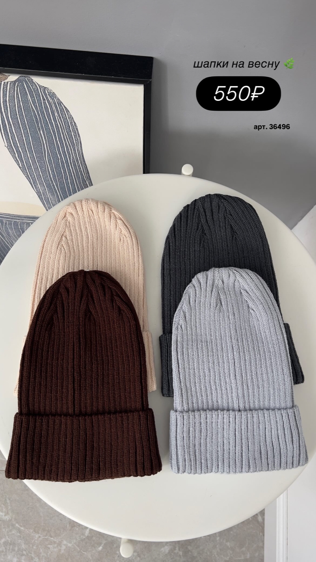 Шапка TMG деми в рубчик подворот