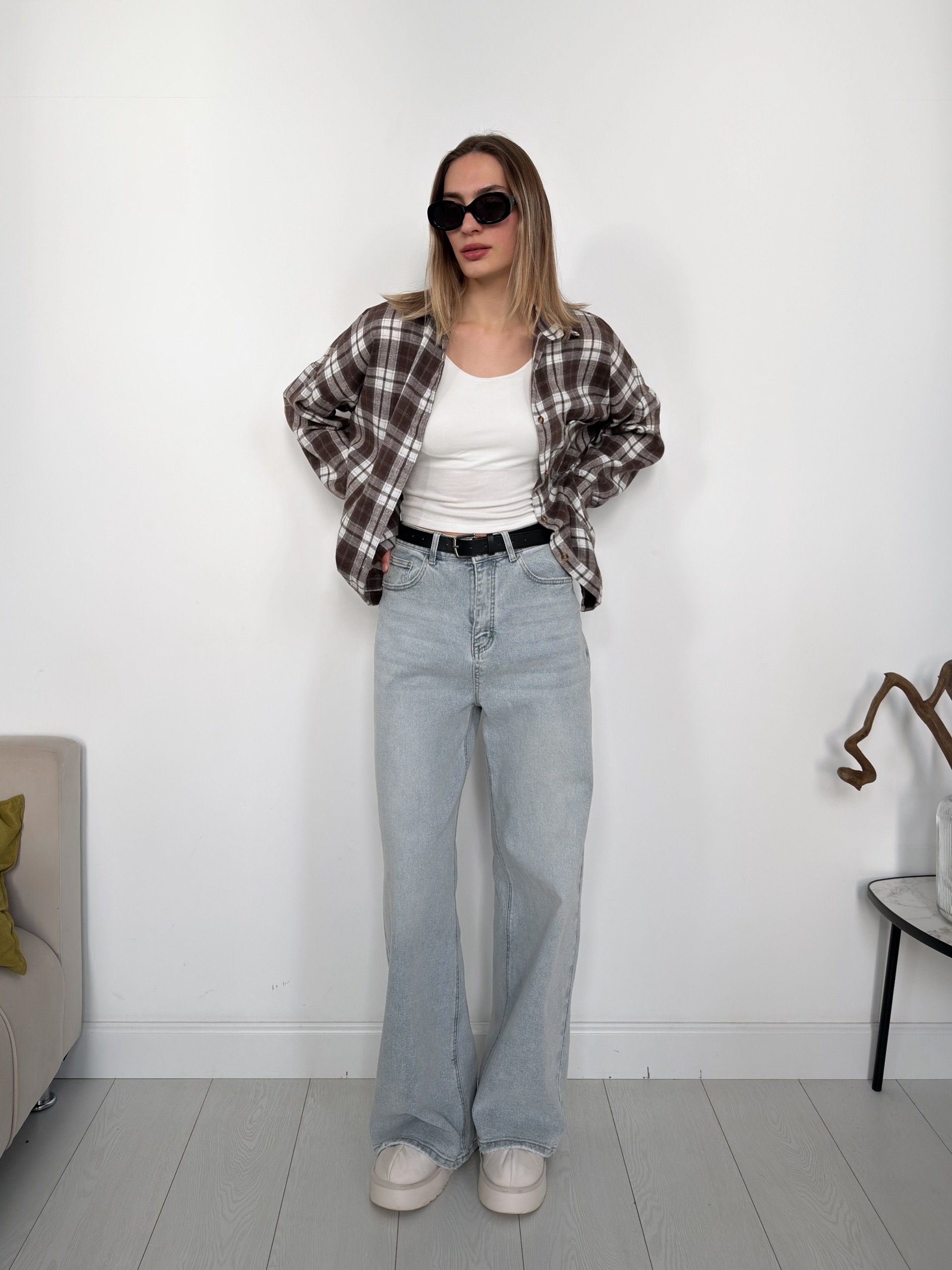 Рубашка клетка 601 на пуговках