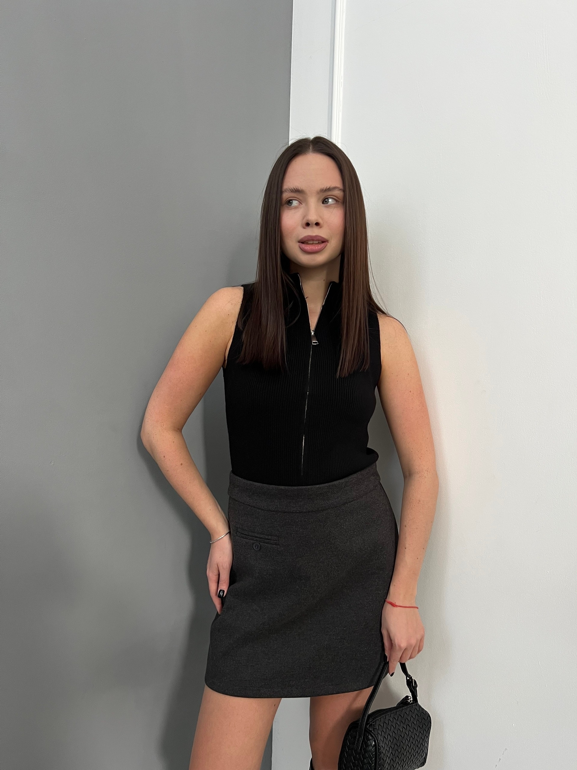 Майка Korea 299  на молнии в рубчик