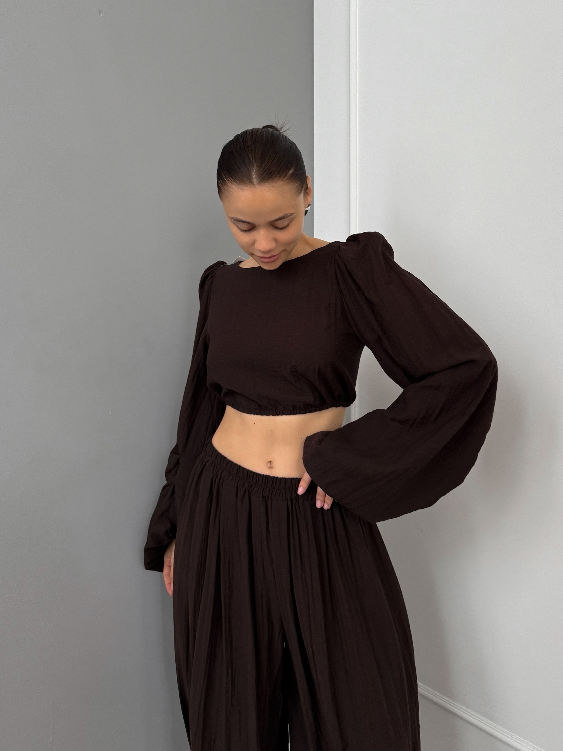 Костюм летний One Collection укороченный кардиган+брюки
