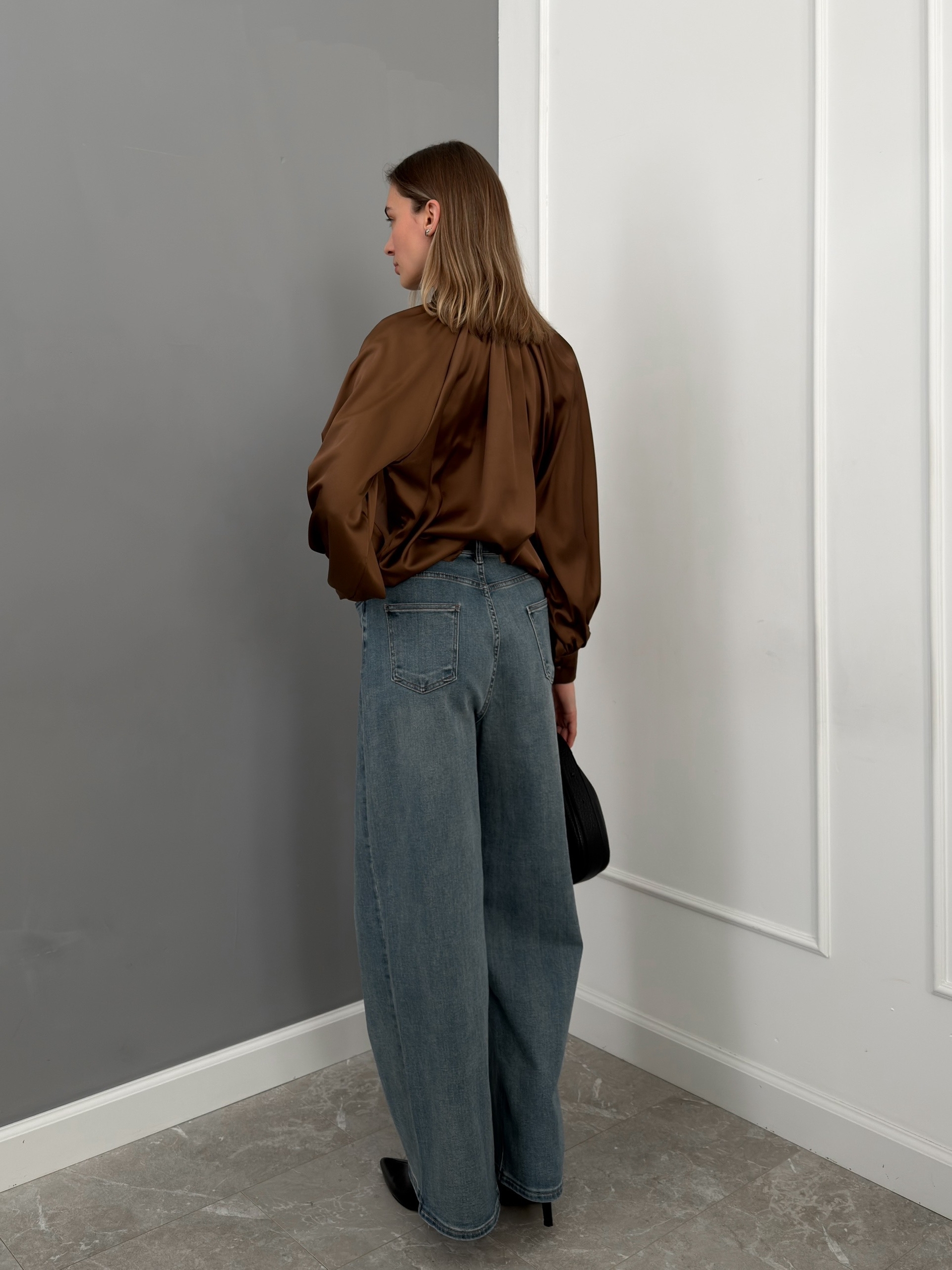 Блуза шелк 25134 завязки на вороте