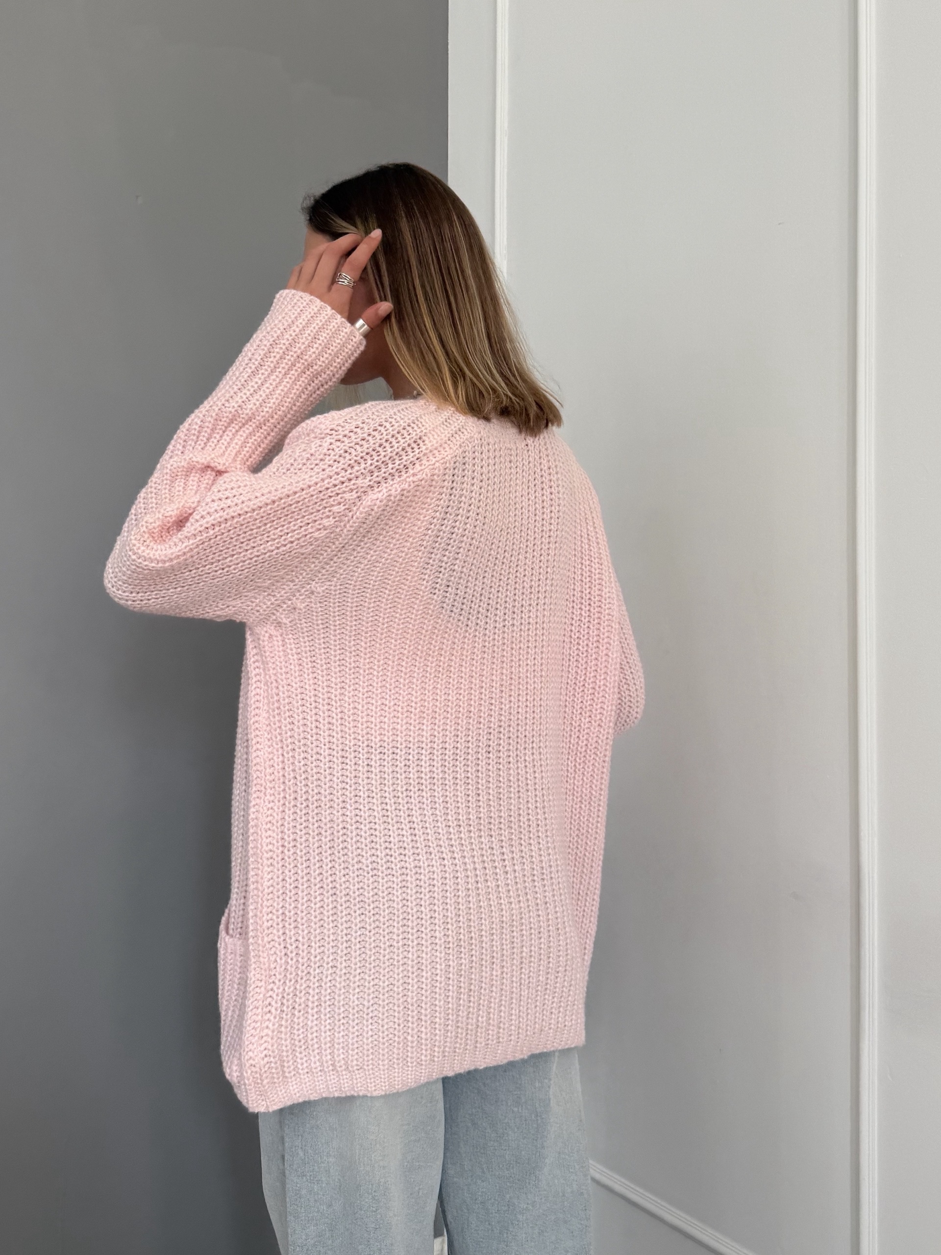 Кардиган Zara 90128 два кармана крупная вязка