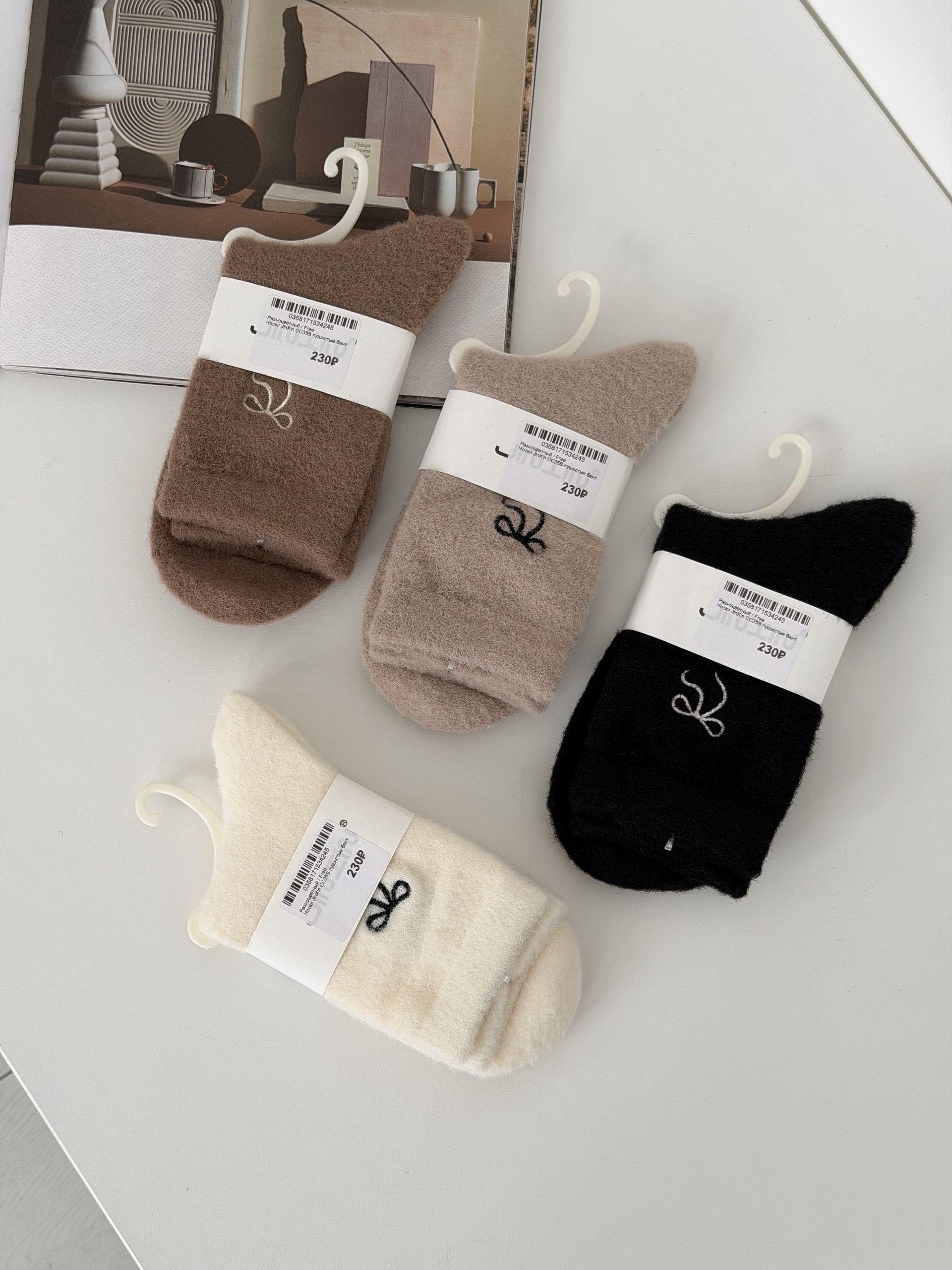 Носки JinXin CC35S пушистые бантики