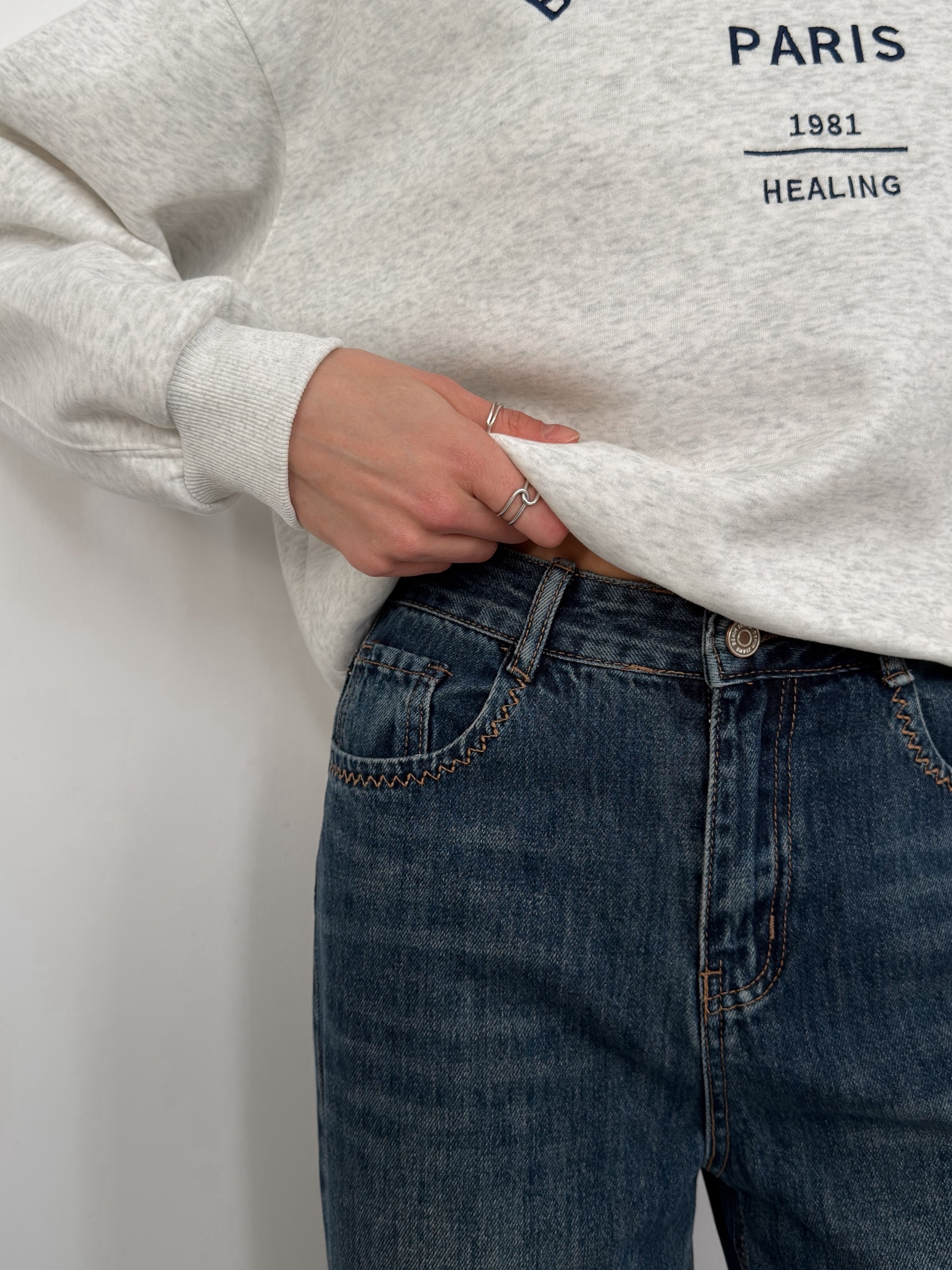 Джинсы HJSFDZ К25087 прямые зигзак на карманах