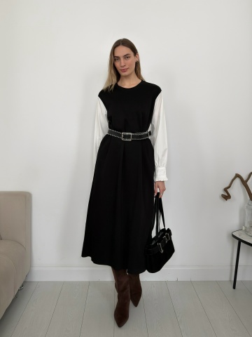 Платья - Платье 86022 вставка рукава рубашка