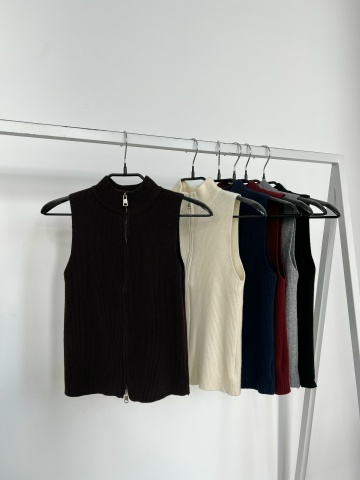 Футболки - Майка Korea 299  на молнии в рубчик