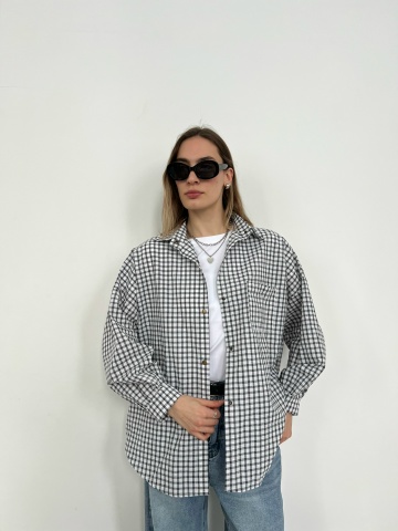 Рубашки, блузки - Рубашка LanLan 9259 мелка клетка