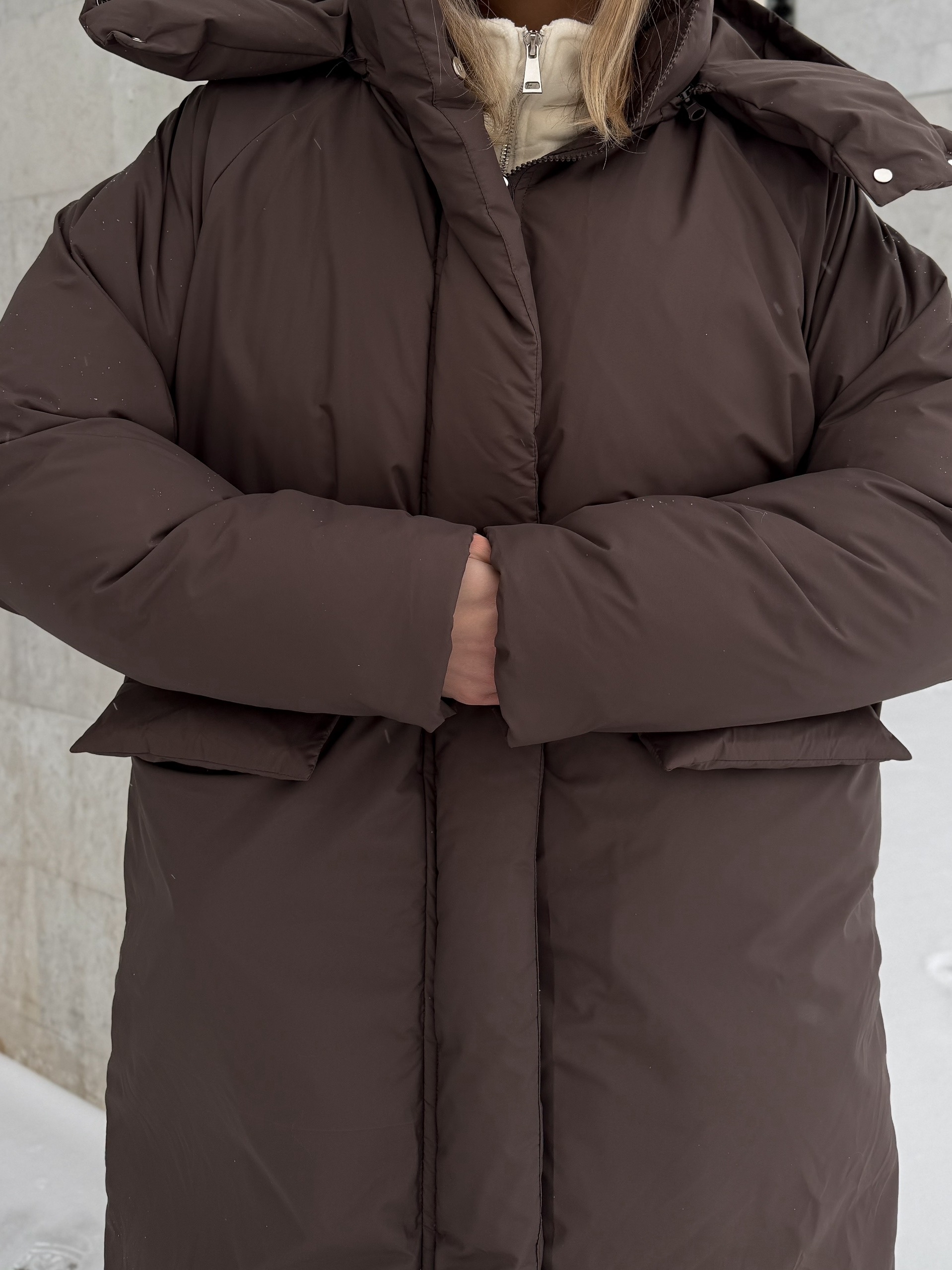 Куртка W635 длинная с поясом