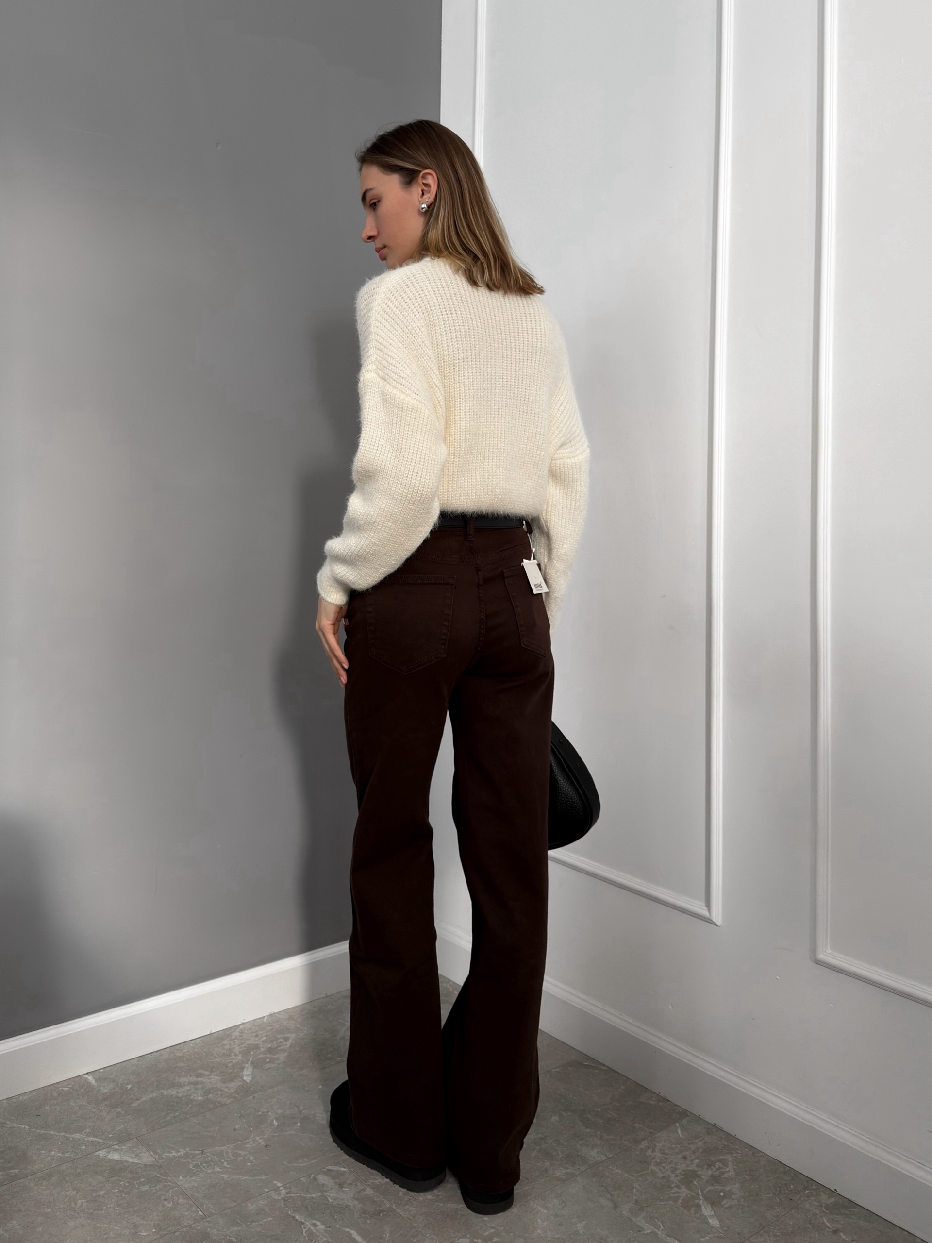 Джинсы E5917 клеш утепленные