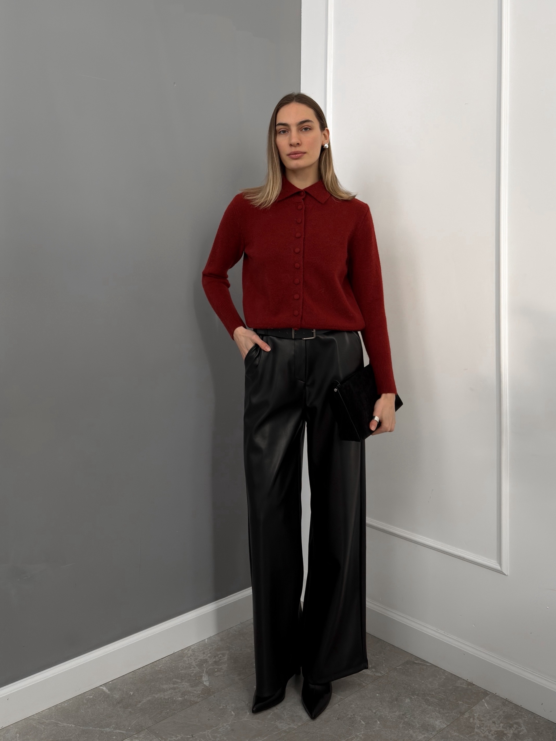 Кардиган MC STUDIO 2038 мягкие пуговки высокий ворот