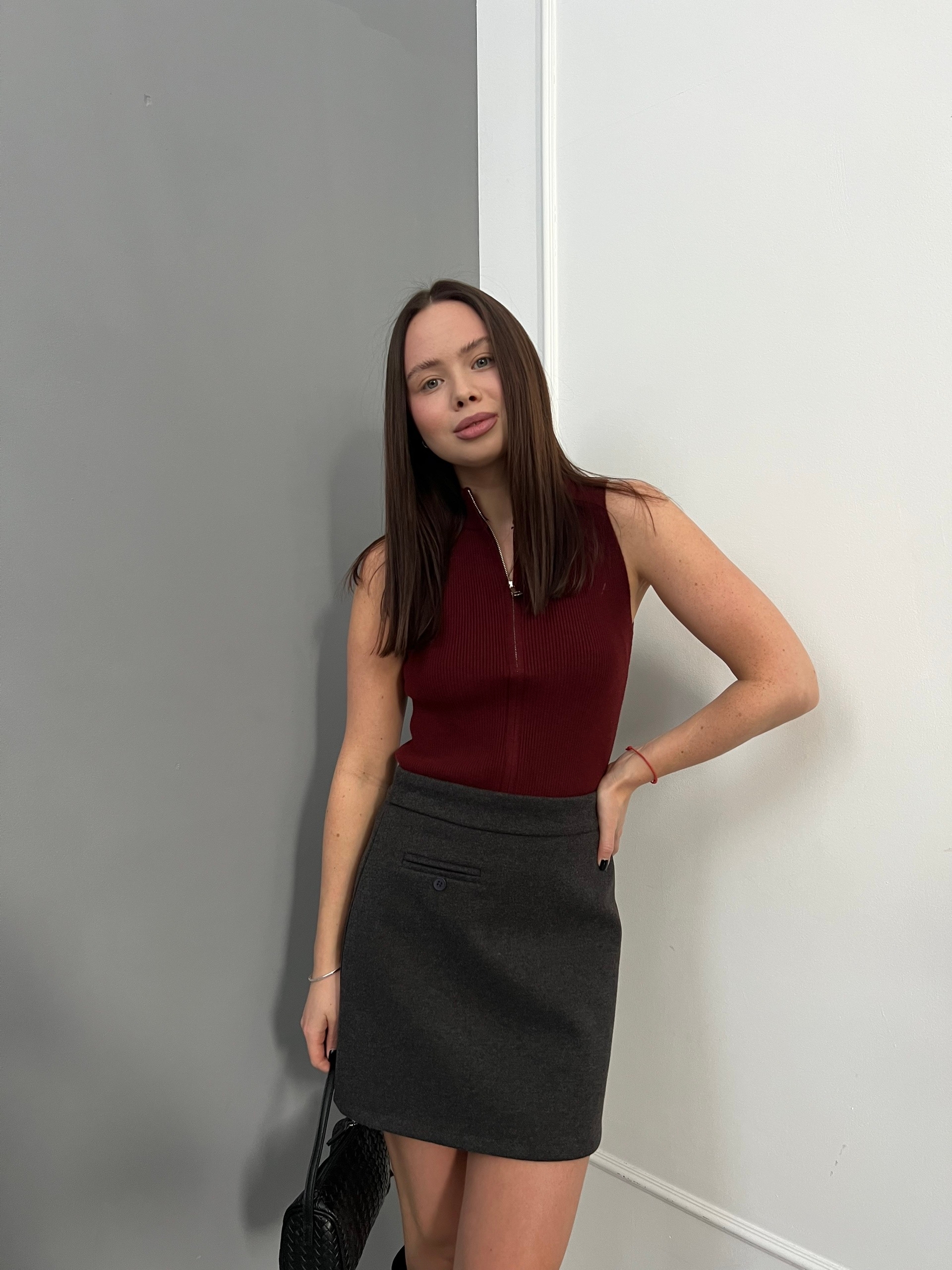 Майка Korea 299  на молнии в рубчик