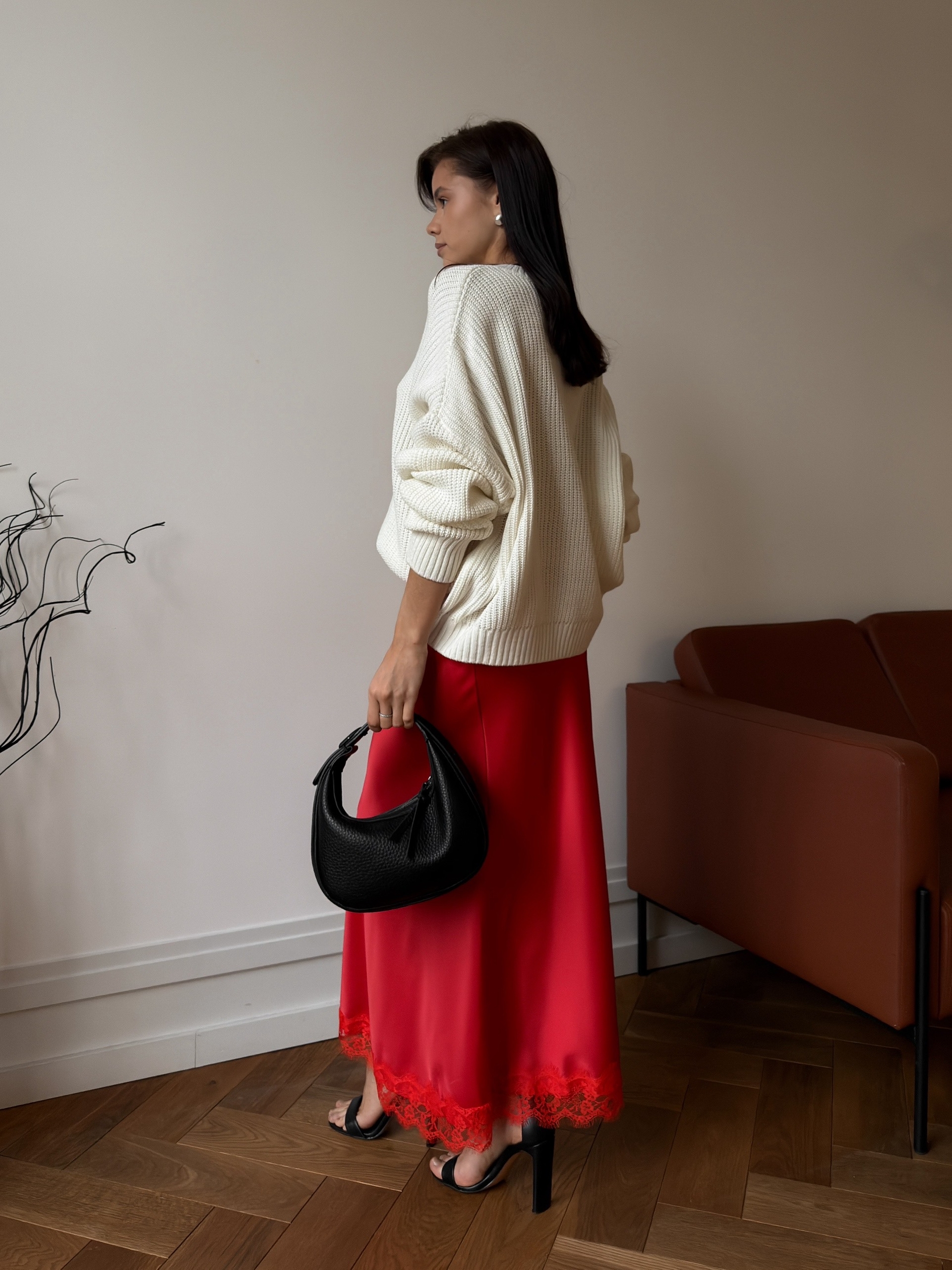 Юбка AZIZA 0181 атлас кружево+резинка