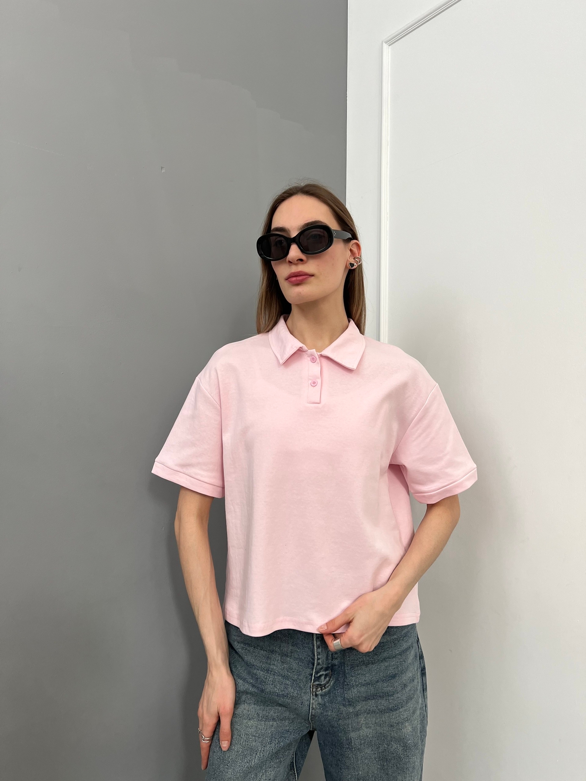 Поло Korea 21506 на пуговках с коротким рукавом