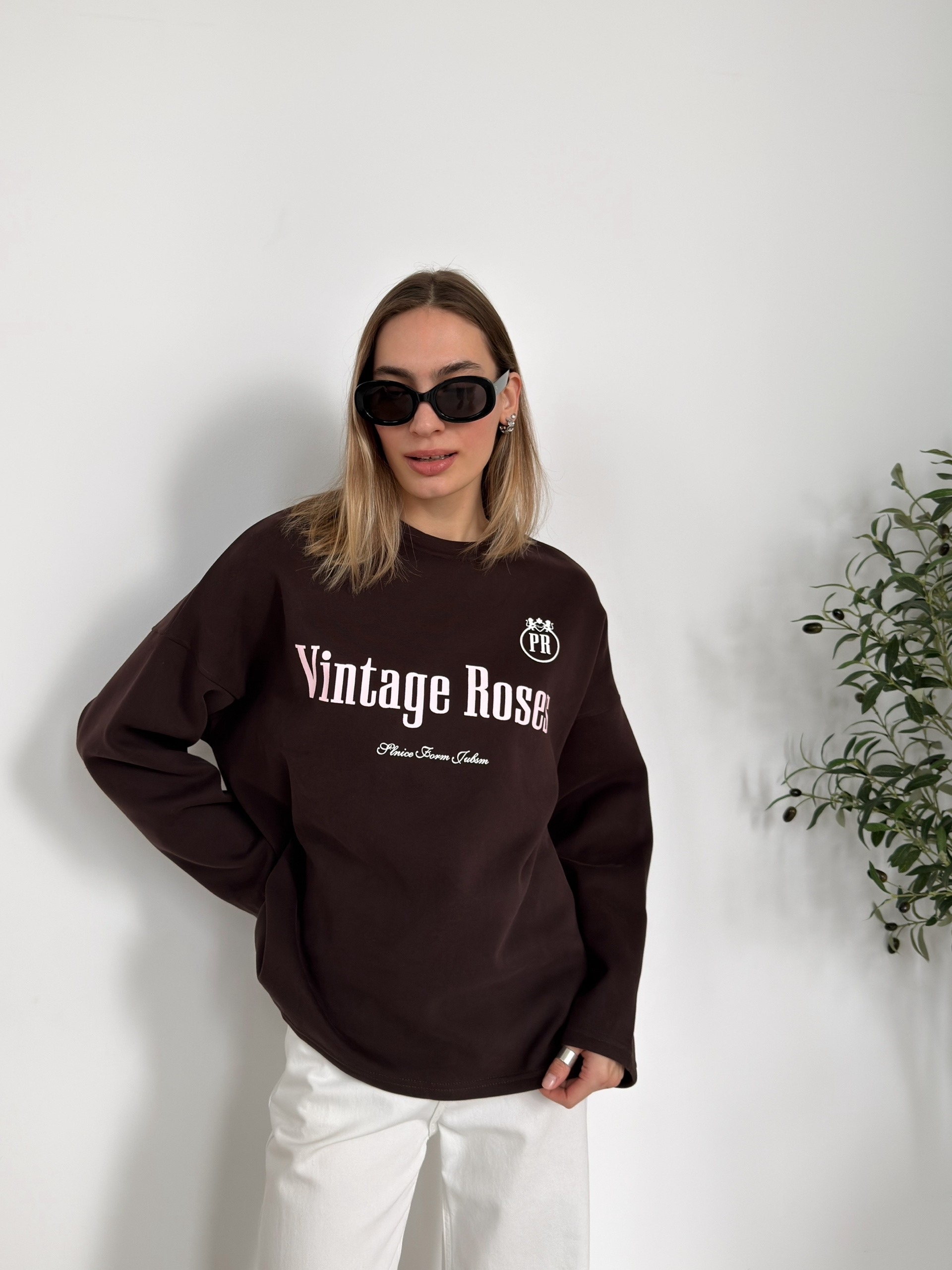 Свитшот W9510 Wintage Roses оверсайз флис