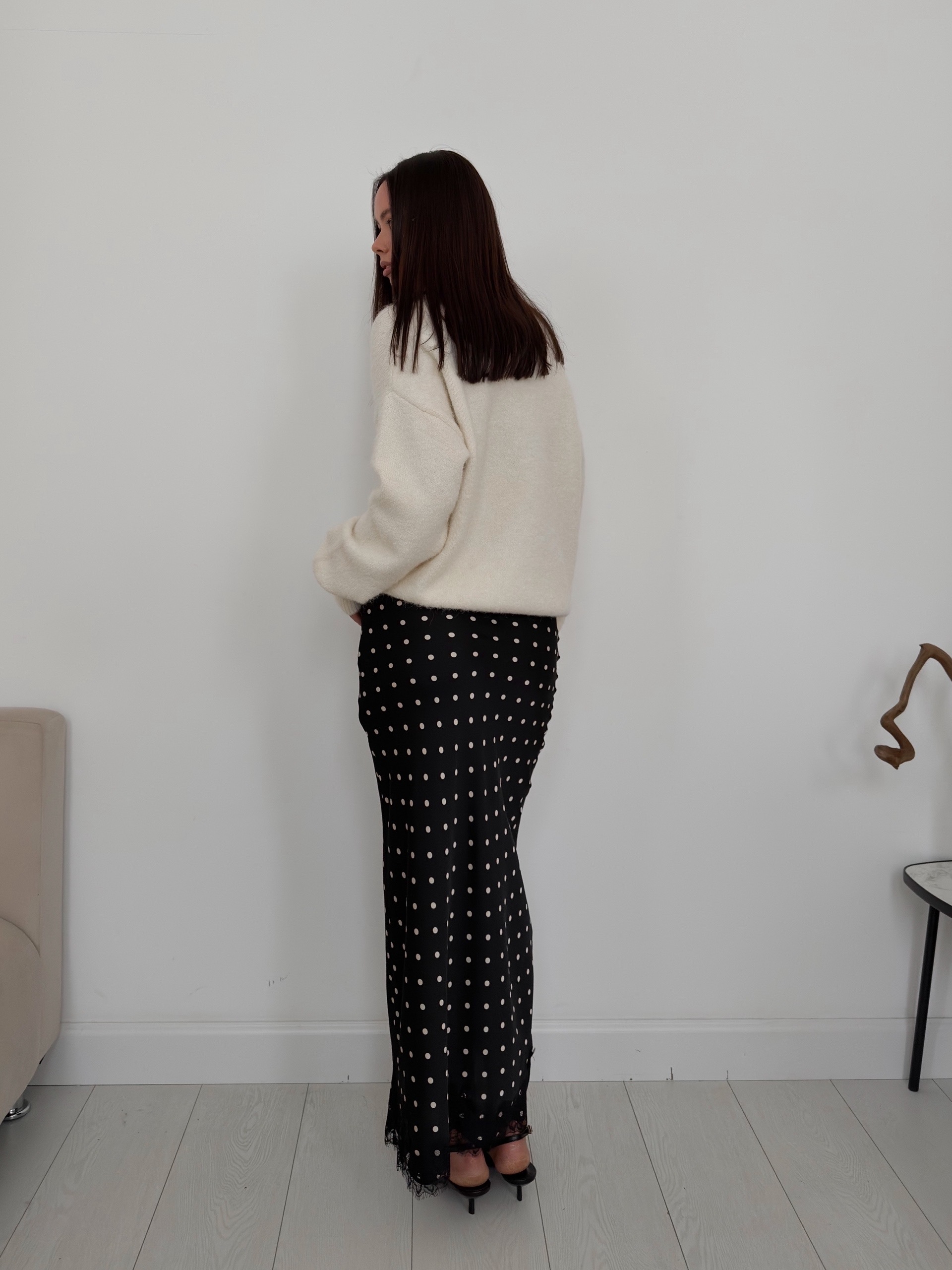 Юбка W166-5 в горошек кружево