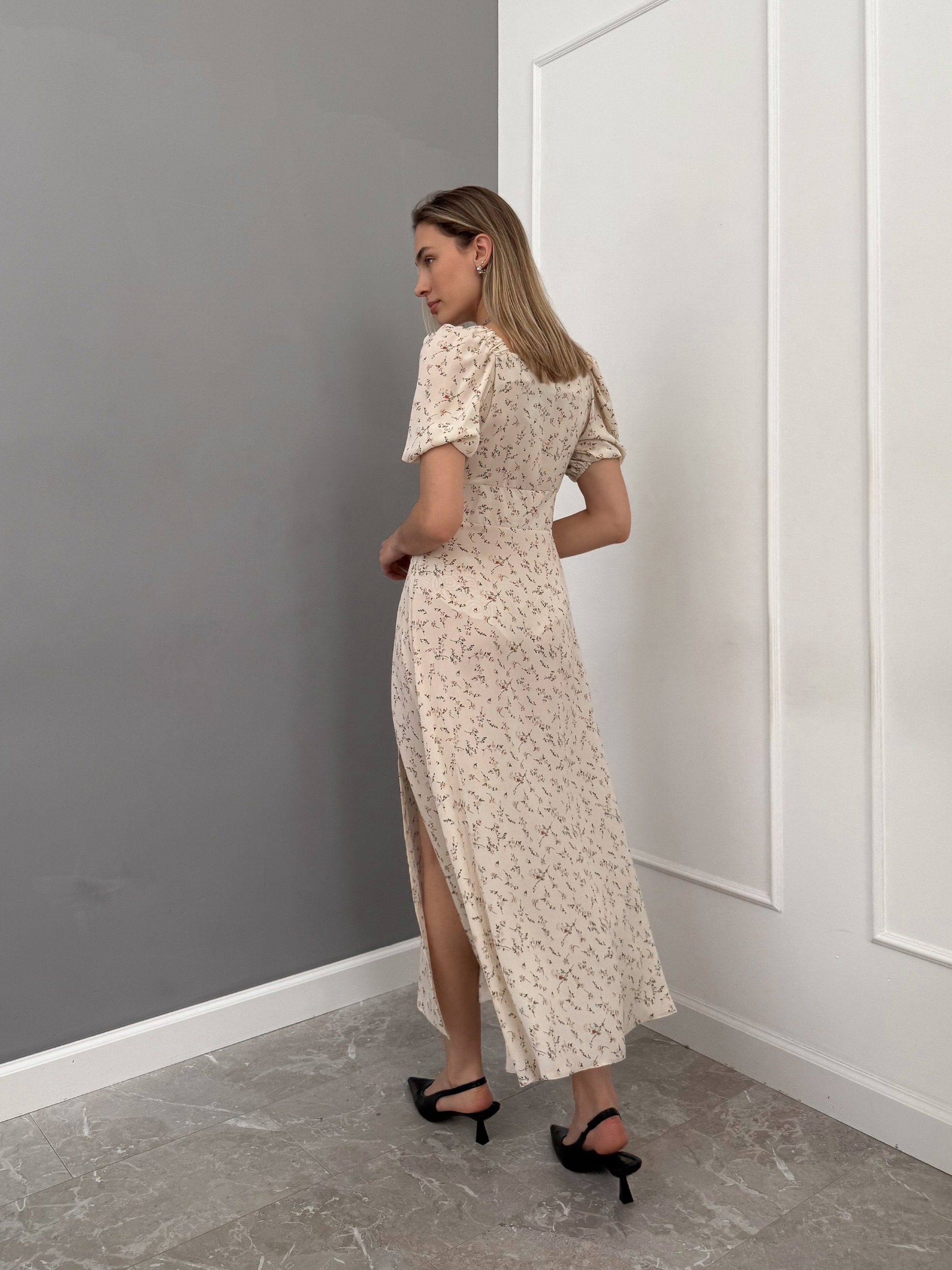 Платье Dress цветочн принт V вырез