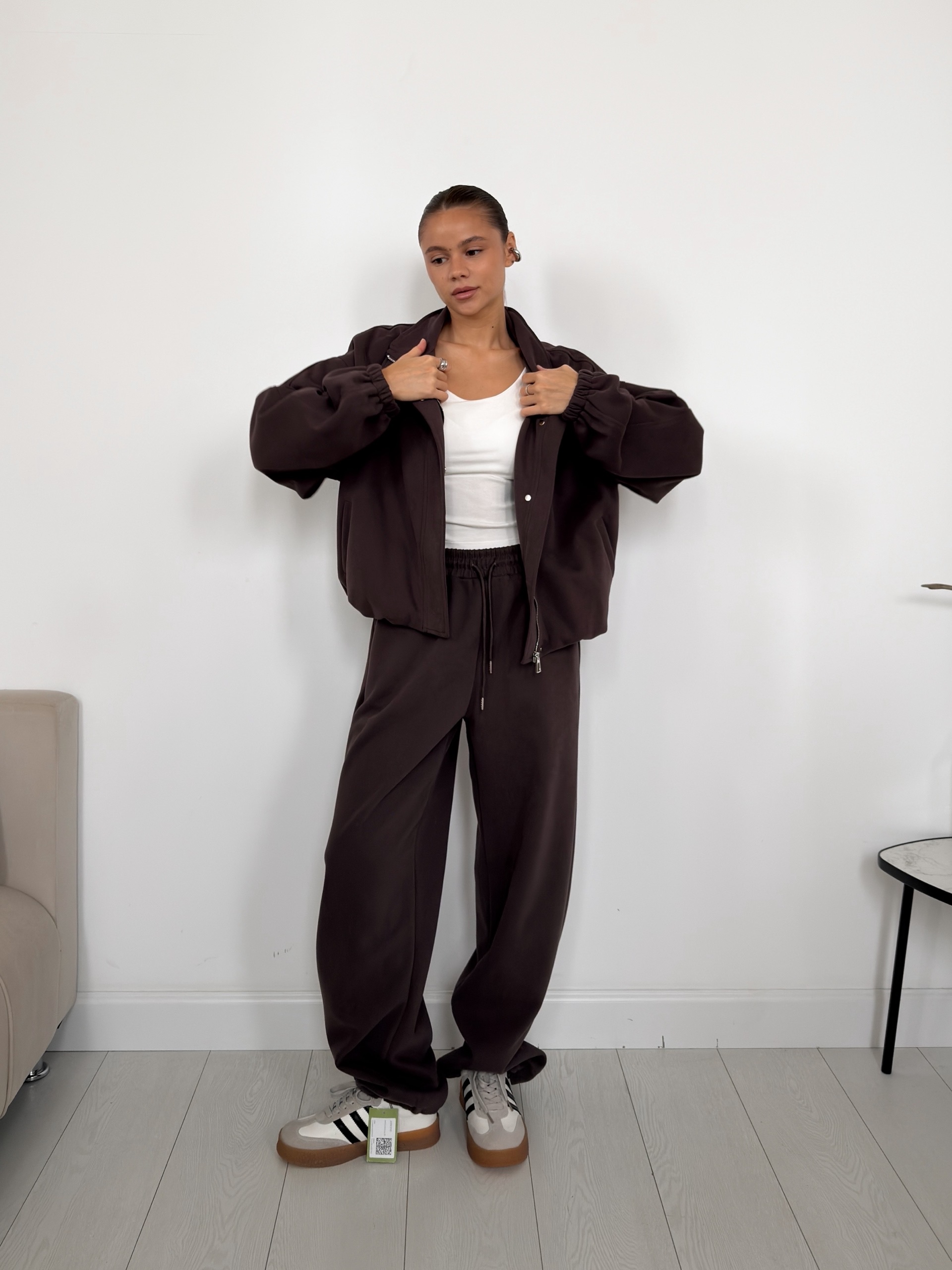 Костюм W9097 кофта на замке+кюлоты