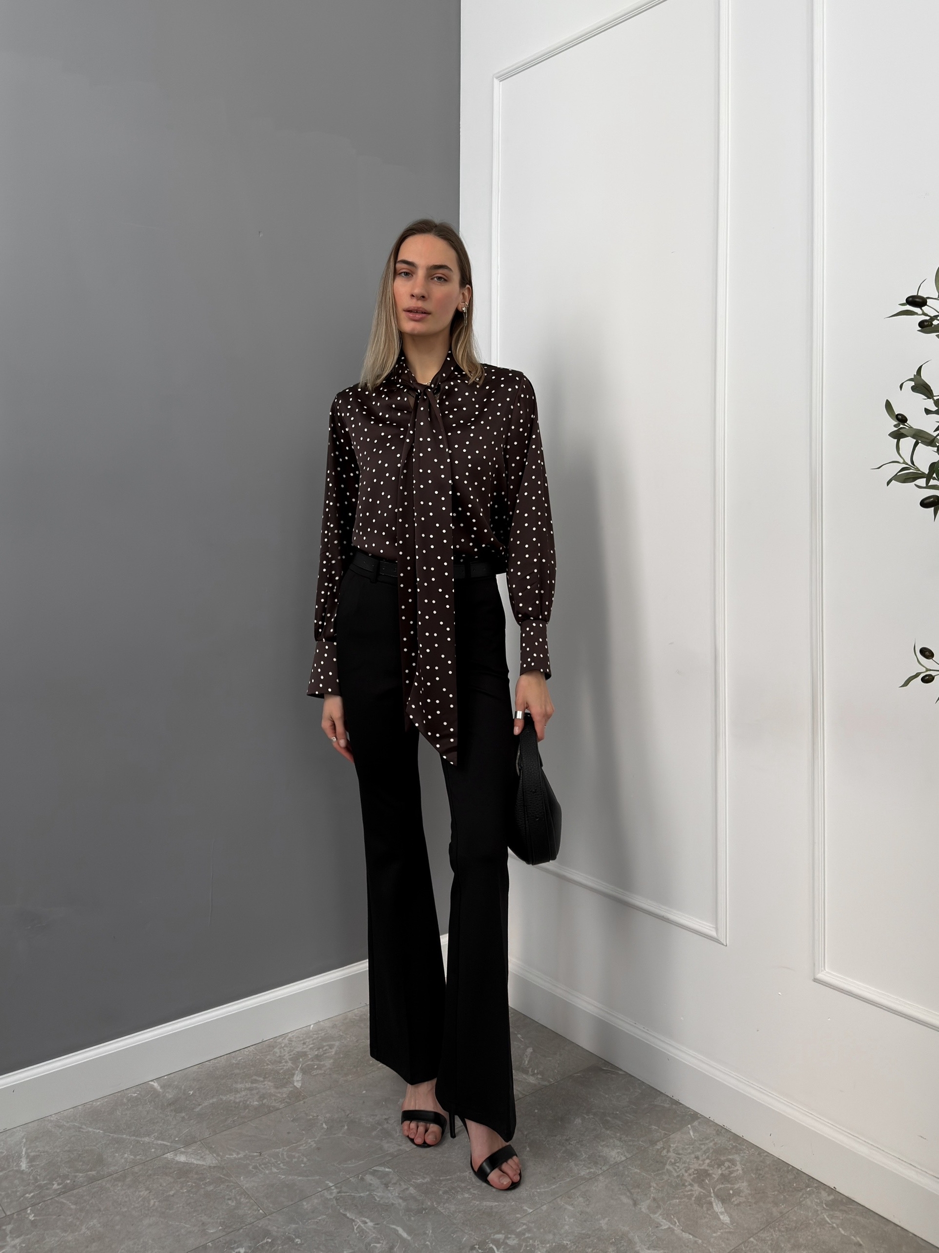 Блуза Koko в горошек завязки на вороте