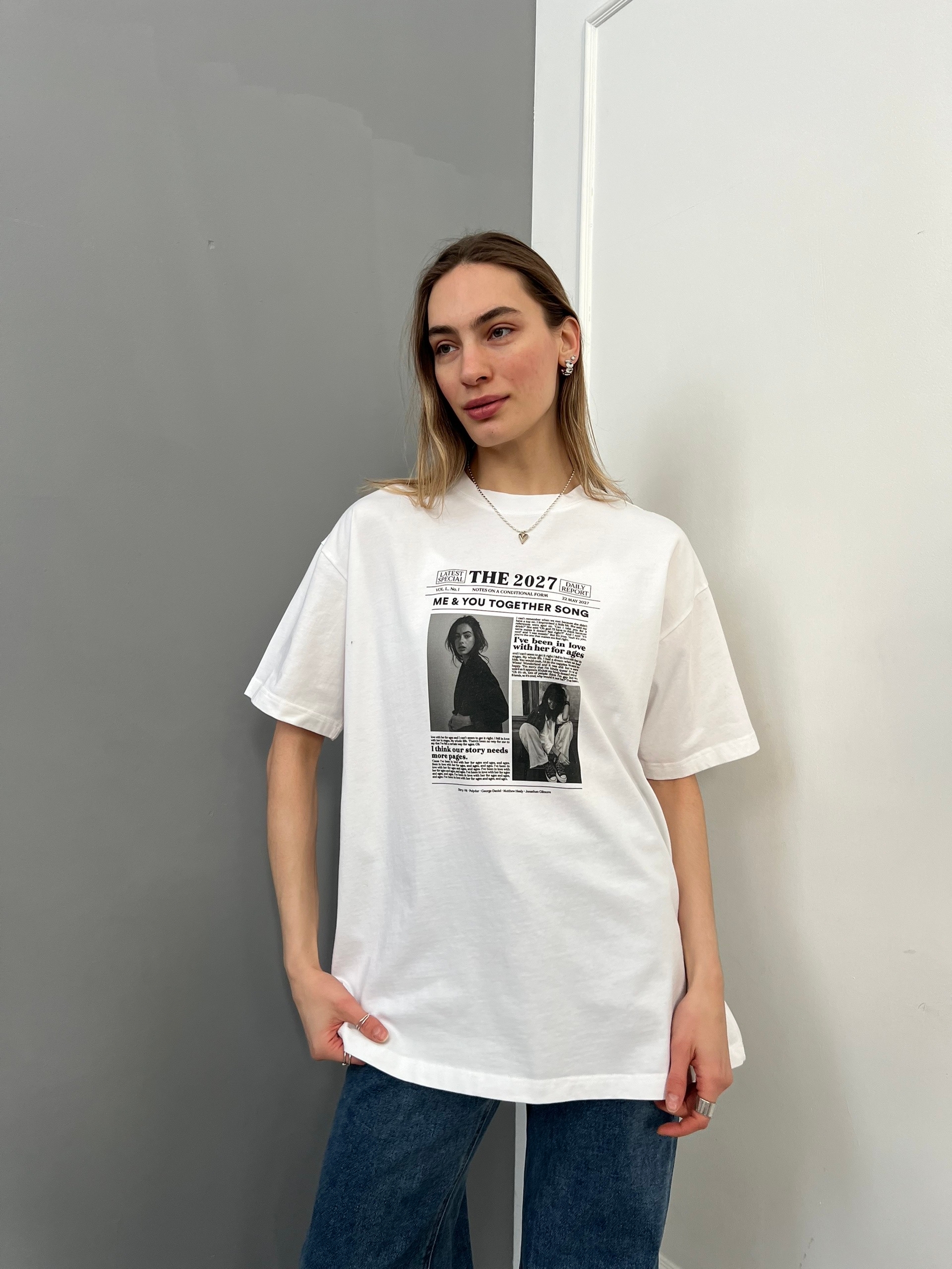 Футболка NJ 1862 принт девушки  оверсайз