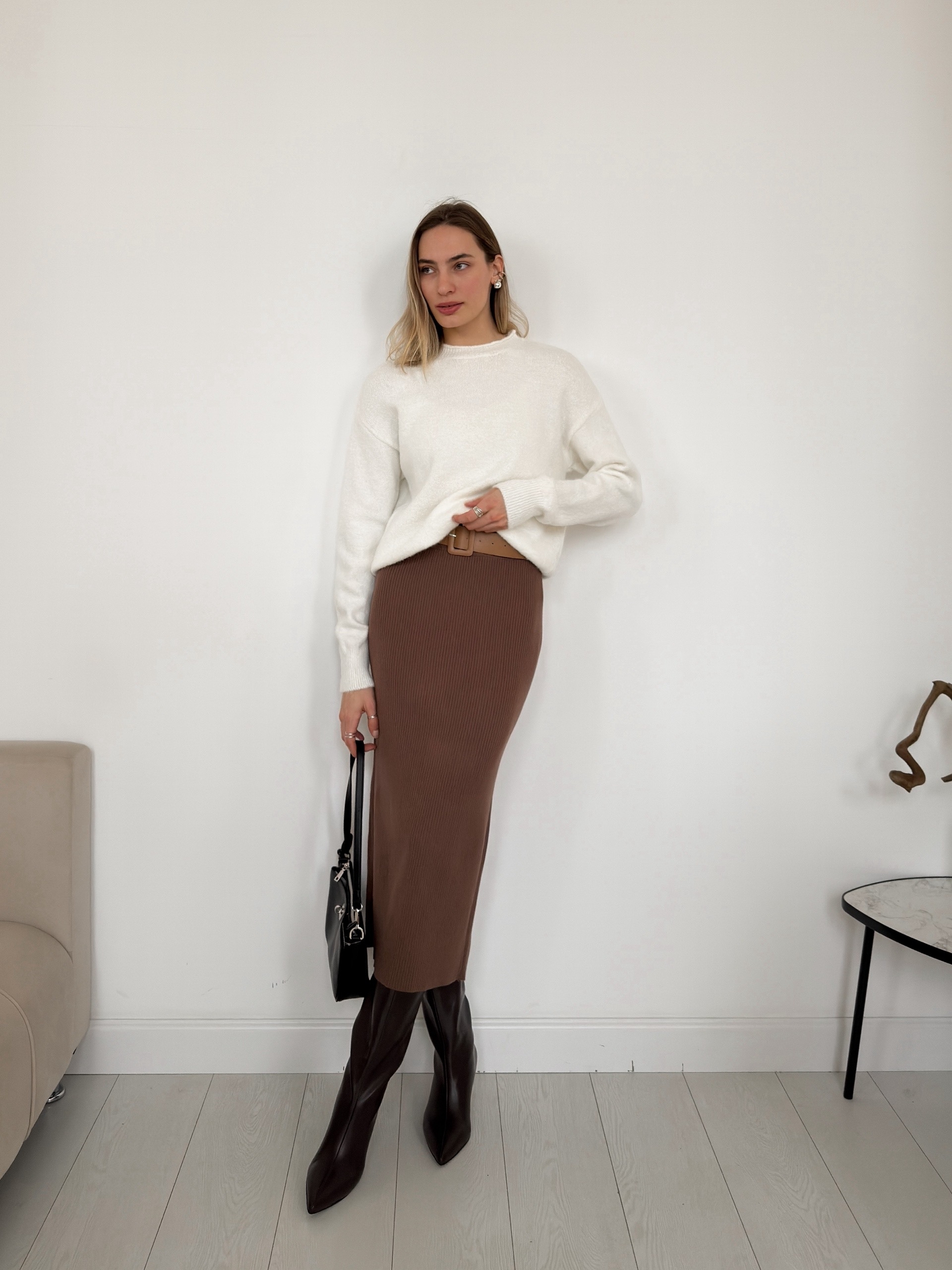 Юбка трикотажная с ремнем 6015-2